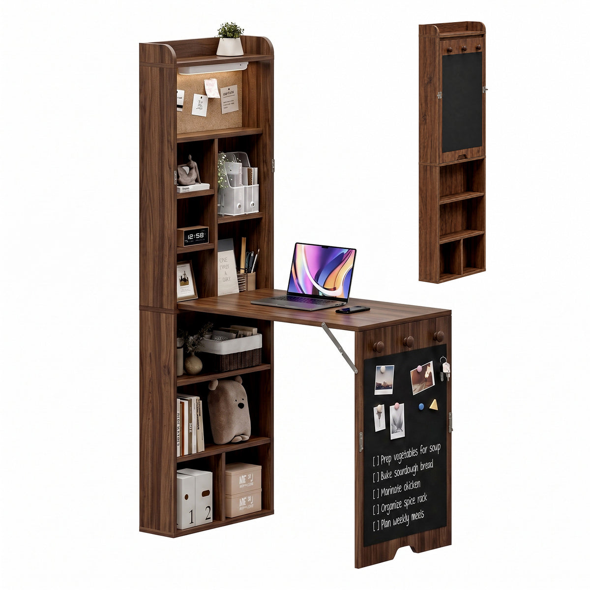Advwin Wall Mounted Foldable Desk w/ LED & Corkboard