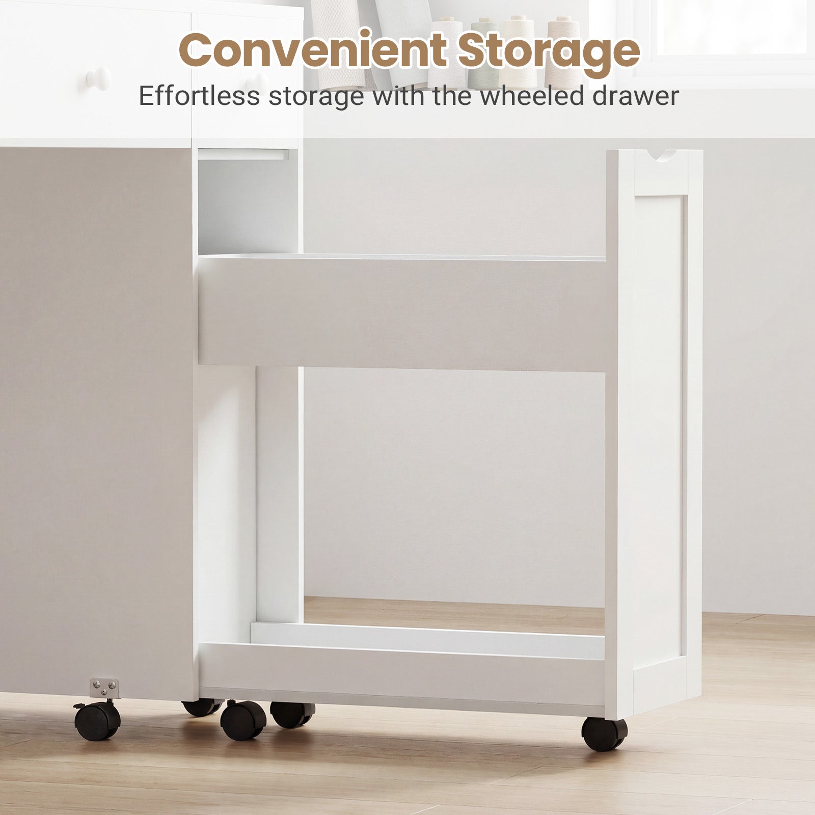 Advwin Rolling Craft Table w/ Adjustable Shelves