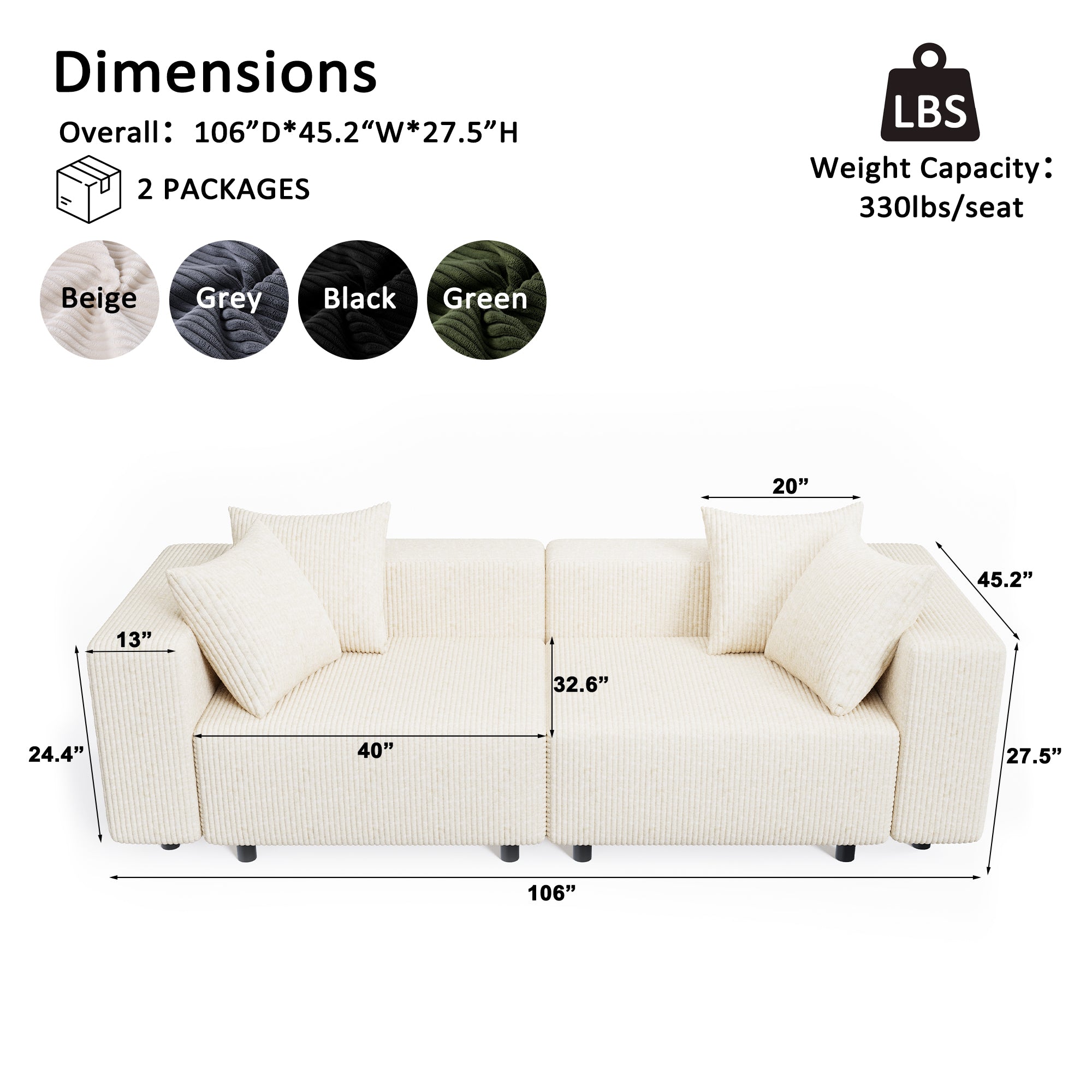 Advwin Boneless Cloud Modern Oversized Modular Sectional Sofa