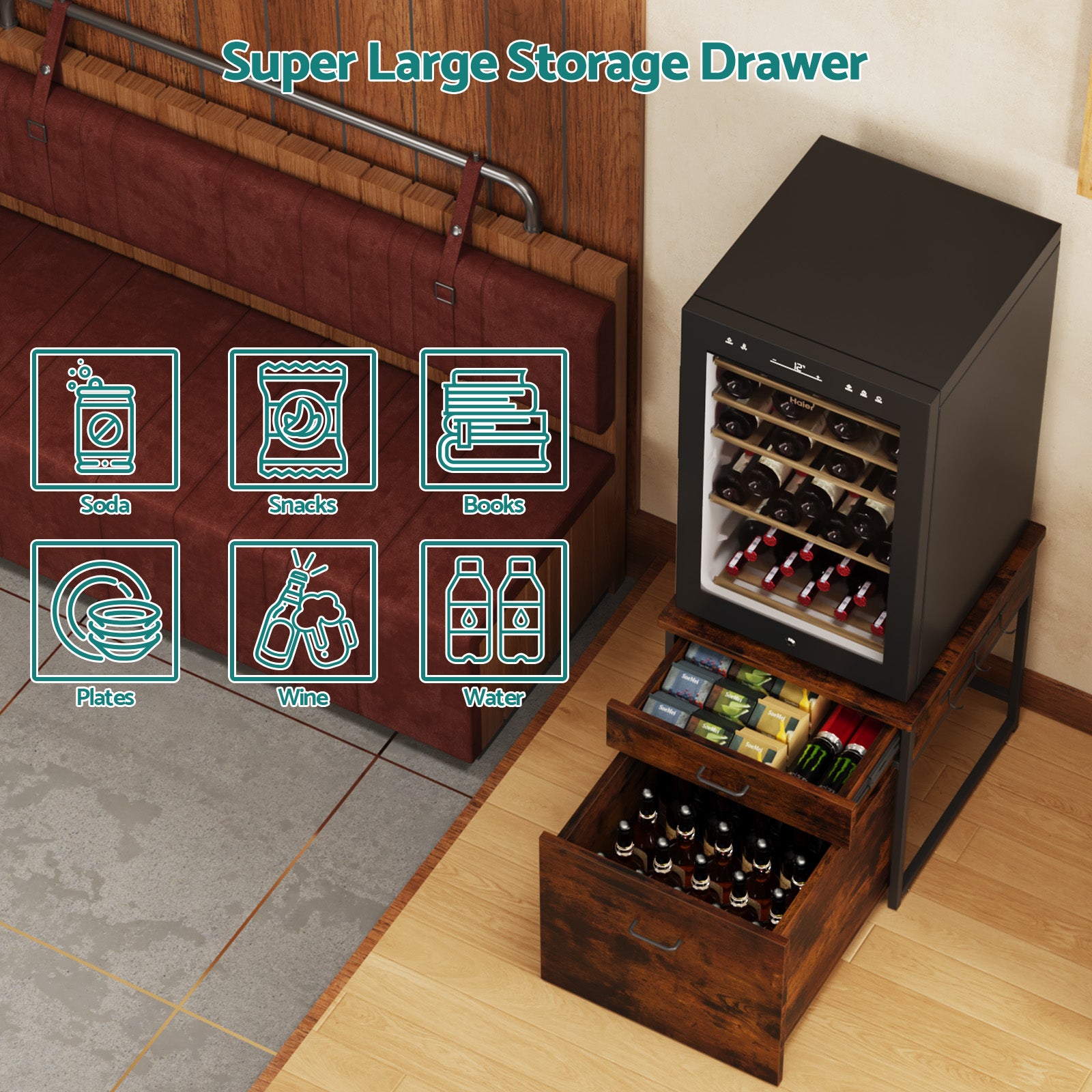 Advwin Mini Fridge Stand with Storage