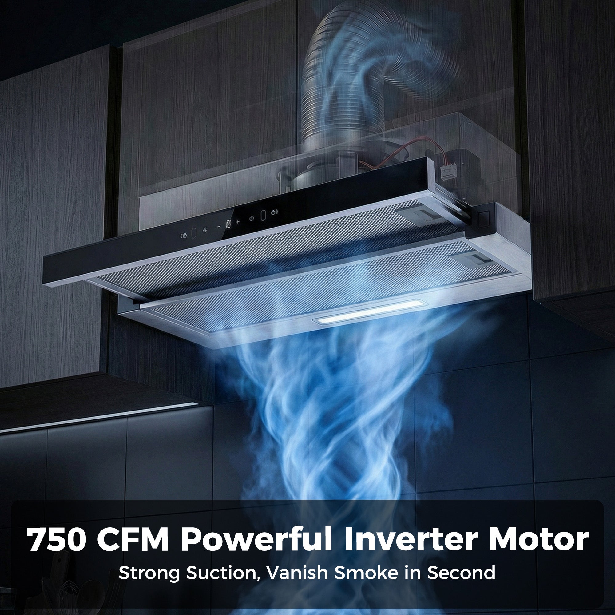 Advwin 30 Inch Range Hood w/ Hidden Pull-out Panel