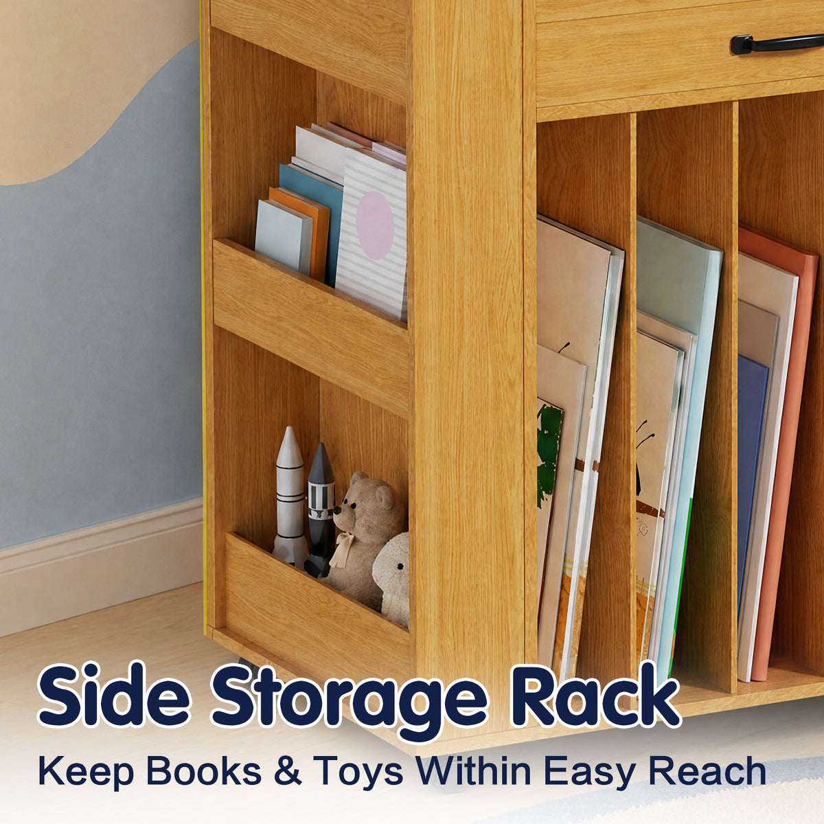Advwin Rolling Big Book Display Cart with Markerboard
