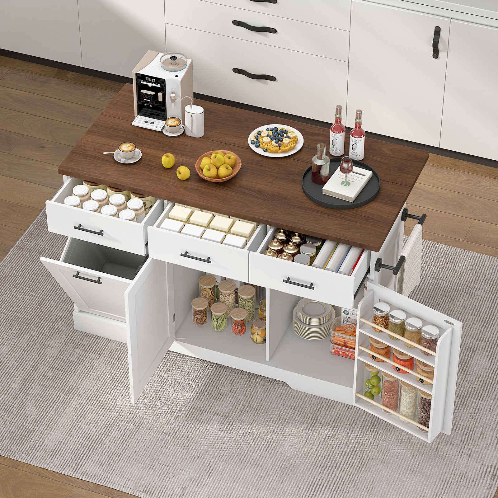 Advwin Kitchen Island Table with Power Outlet