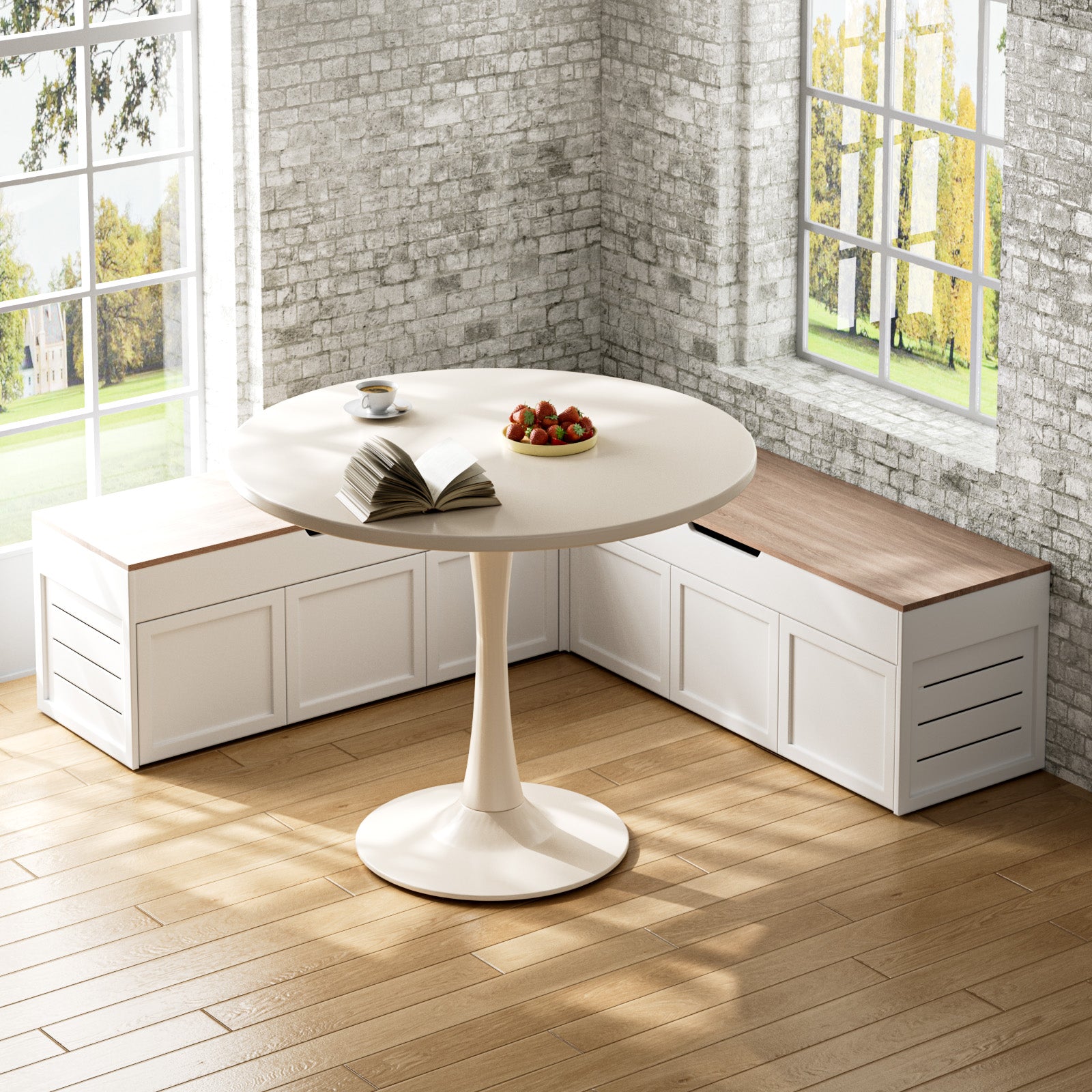 Advwin L-Shaped Corner Storage Bench