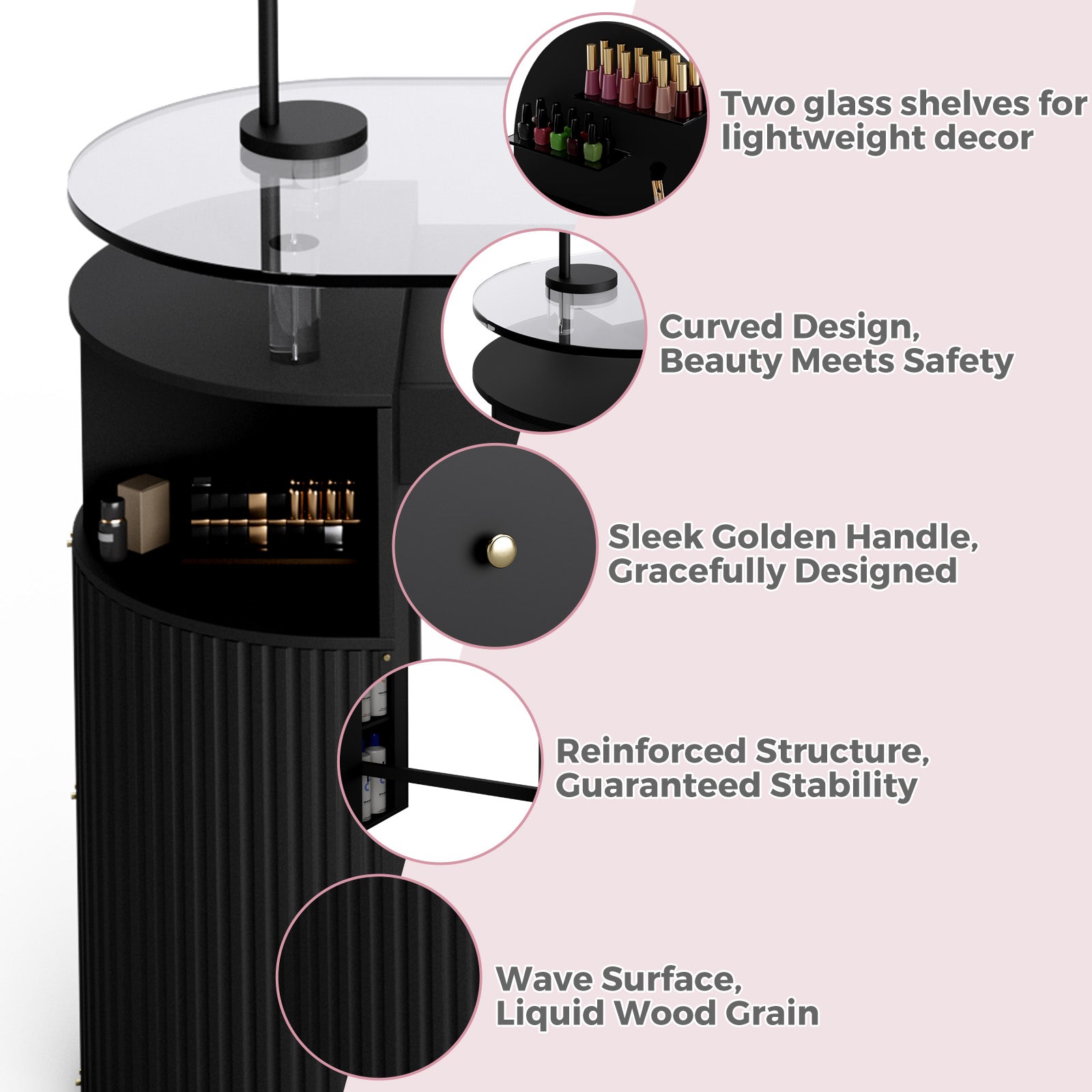 Advwin Nail Table with Tempered Glass Top