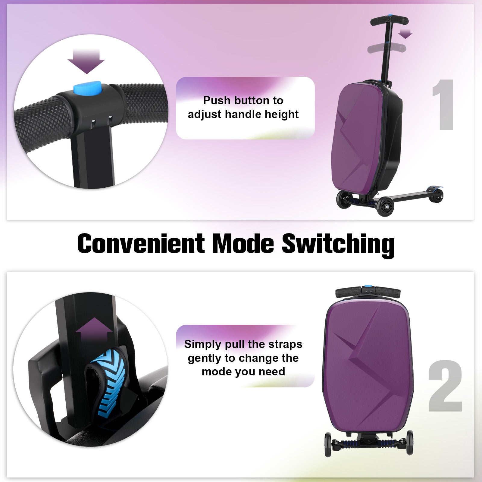 Advwin Foldable Hardshell Scooter Suitcase