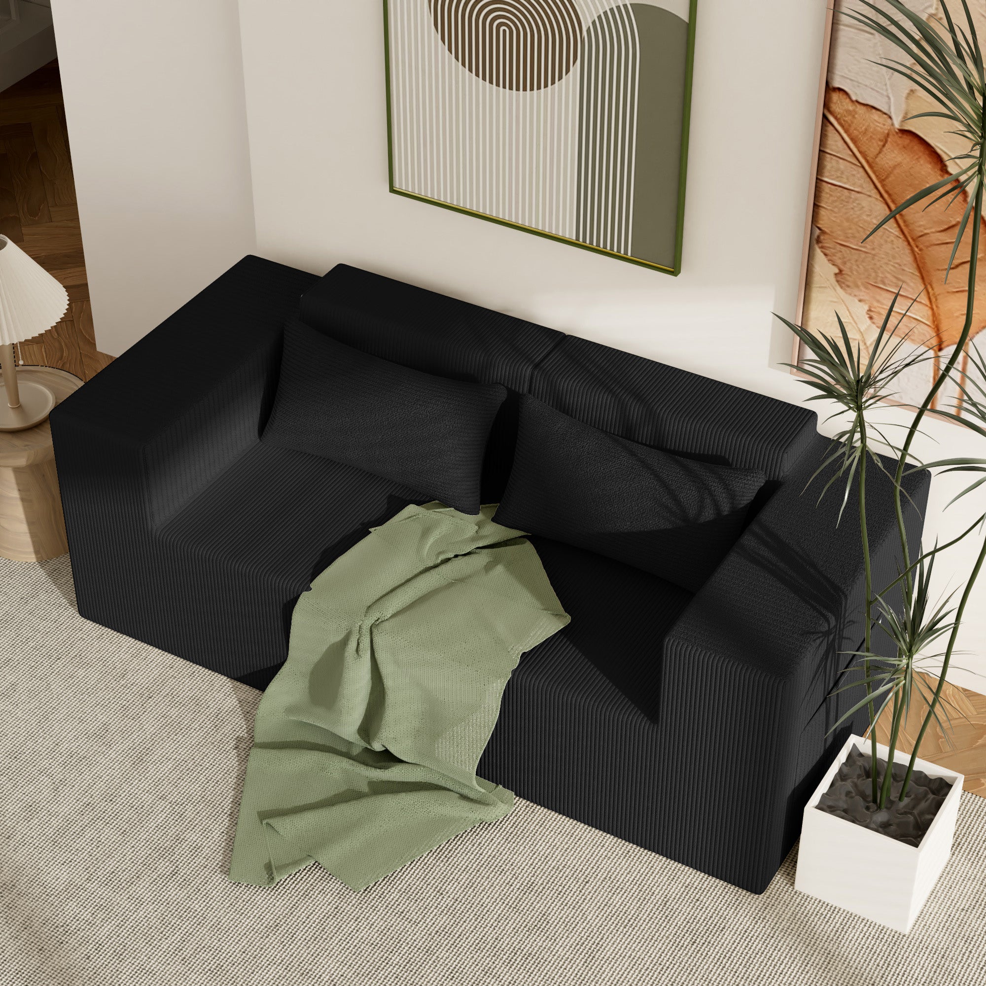 Advwin Oversized Modular Sectional Corduroy Couch