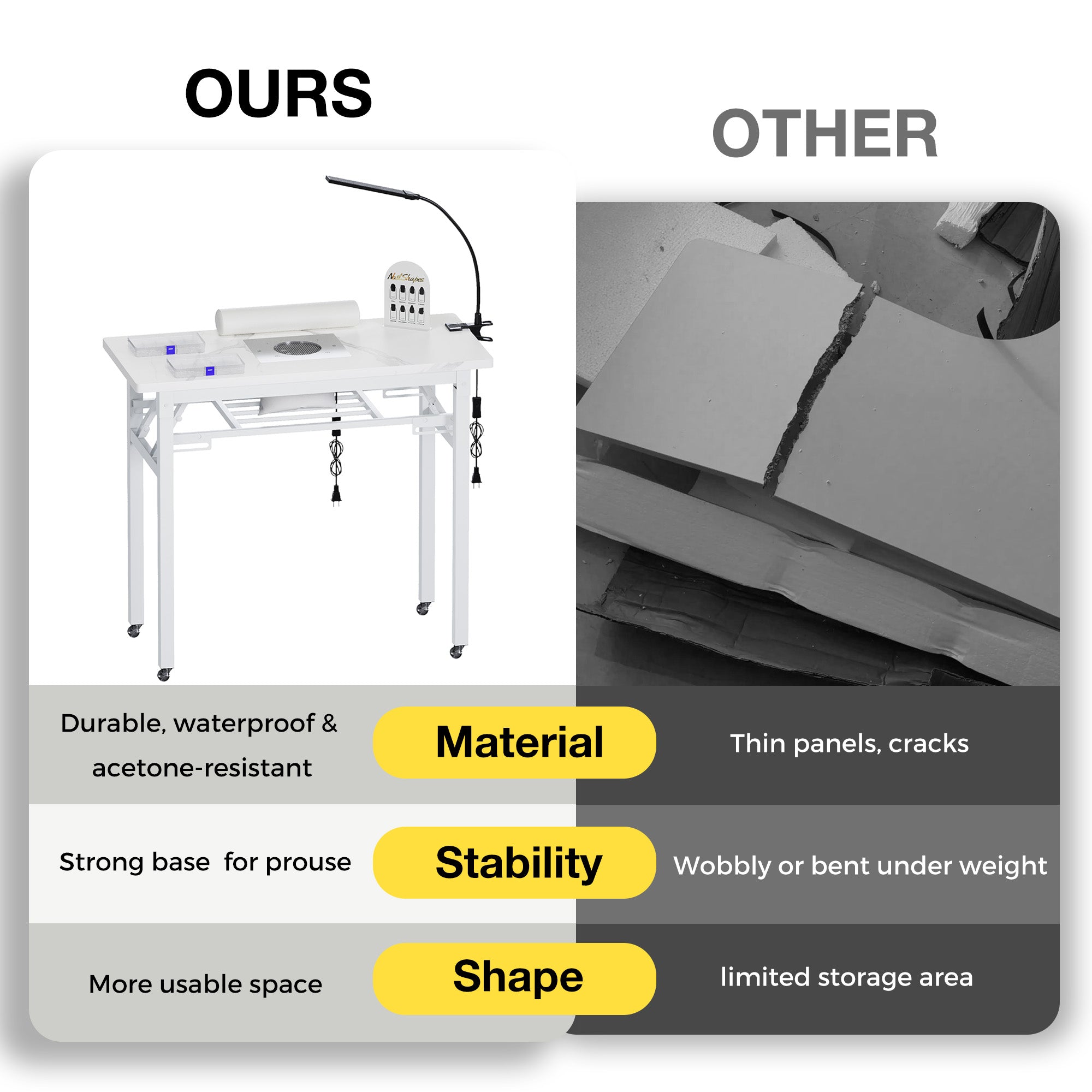 Advwin Portable Manicure Table w/ Dust Collector