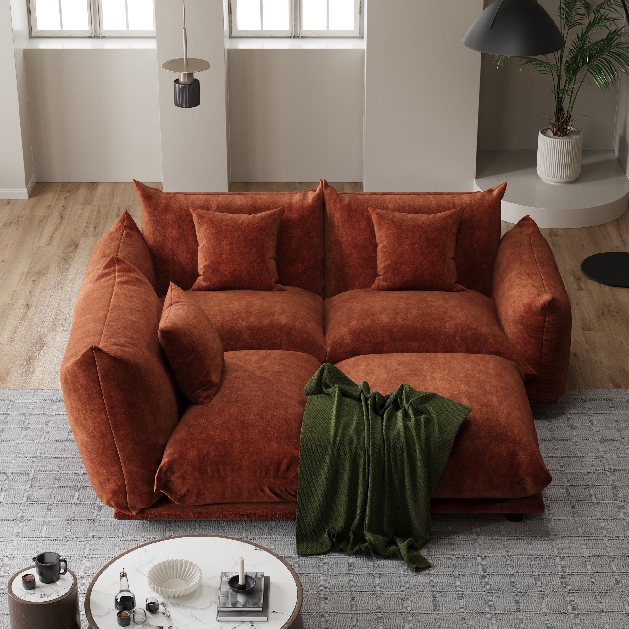 Advwin Modern Minimalist Chenille Modular Sectional Sofa