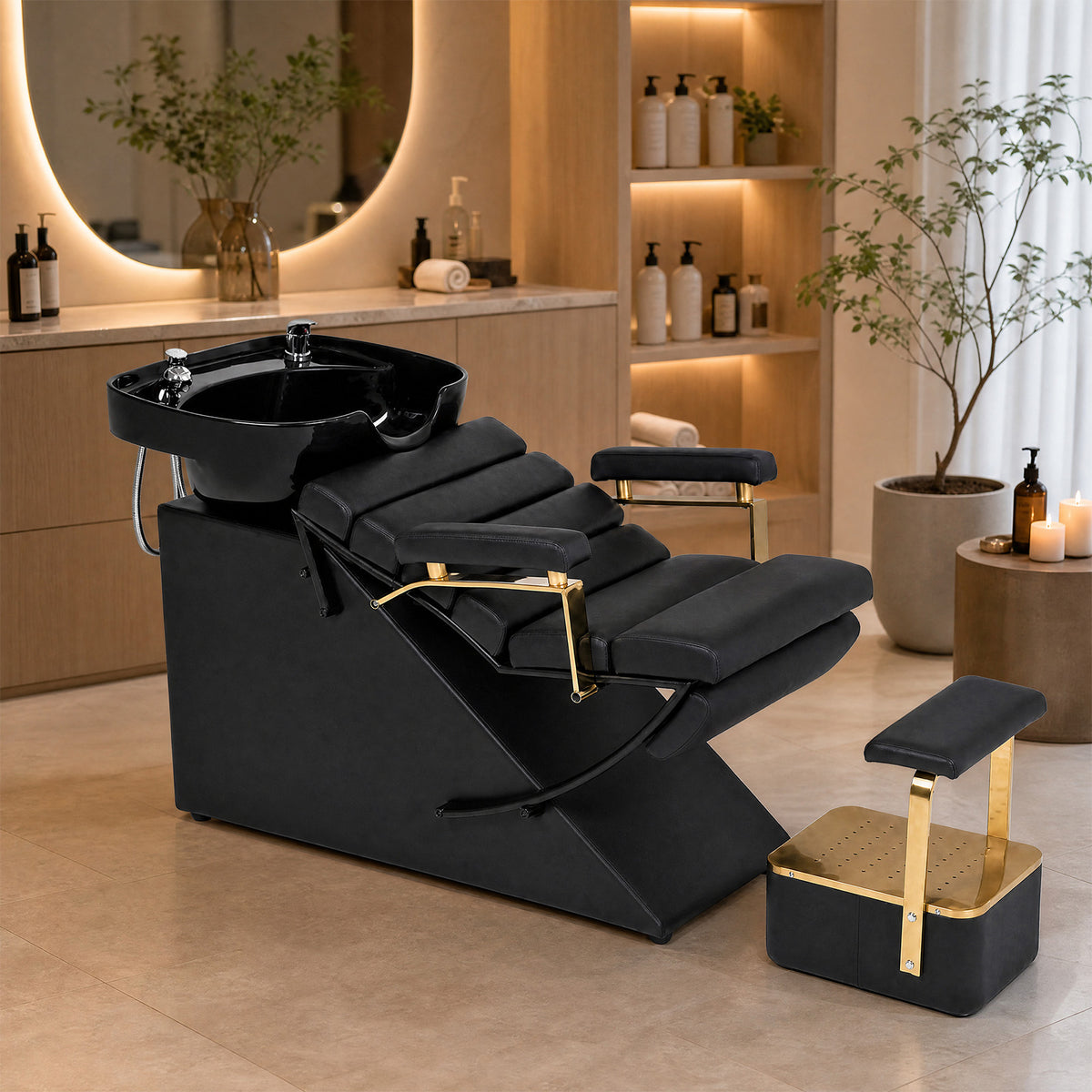 Advwin Modern Shampoo Backwash Chair w/ Footrest