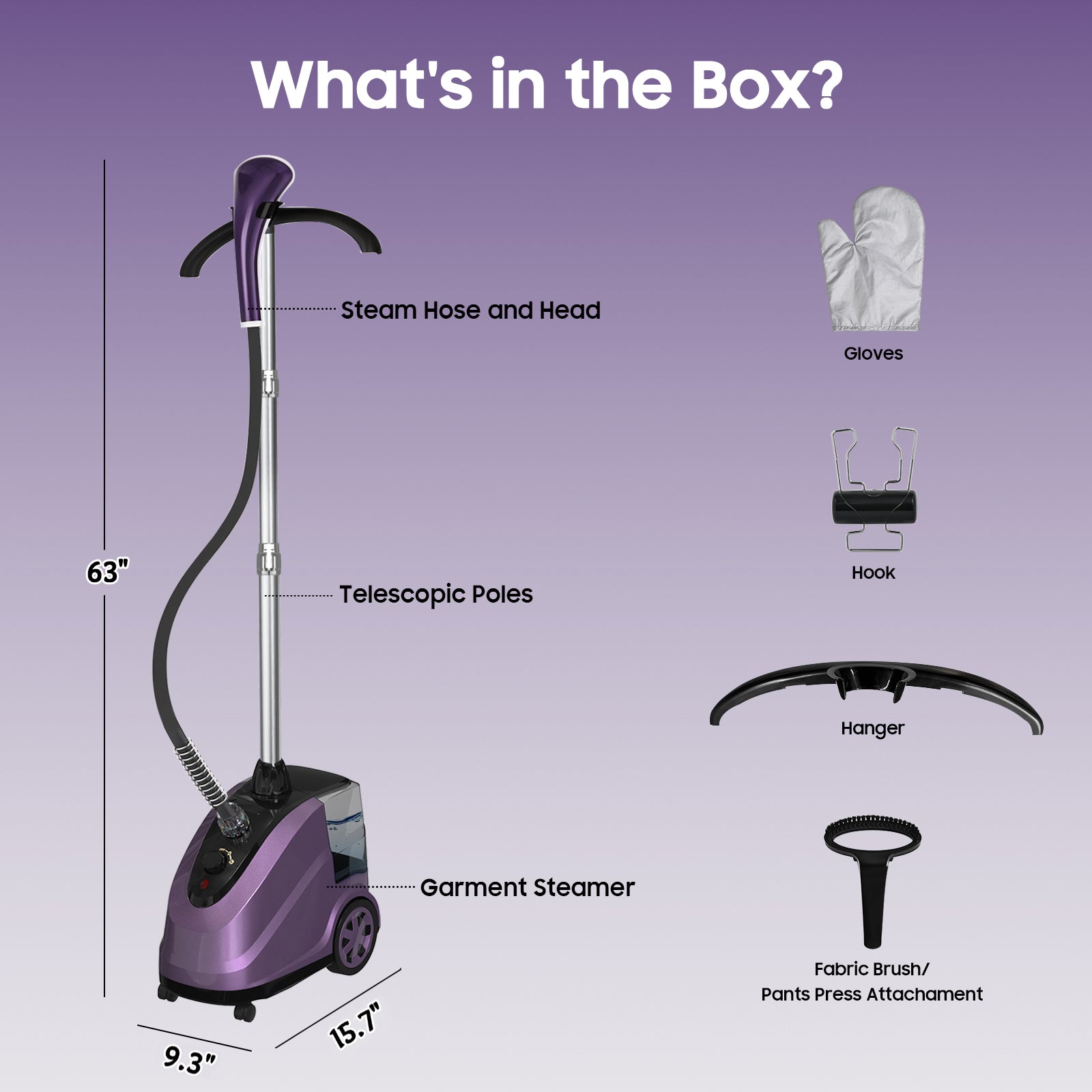 Advwin 1500W Garment Steamer w/ Wheels