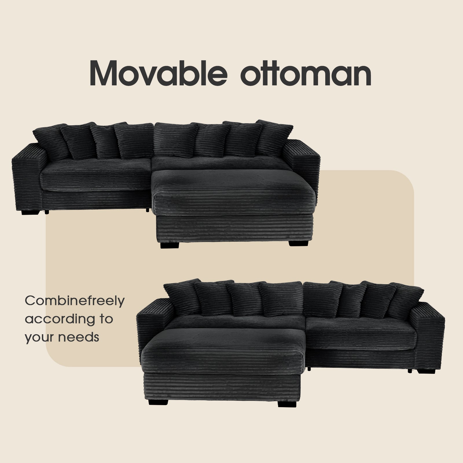 Advwin Oversized L Shape Sofa With Chaise