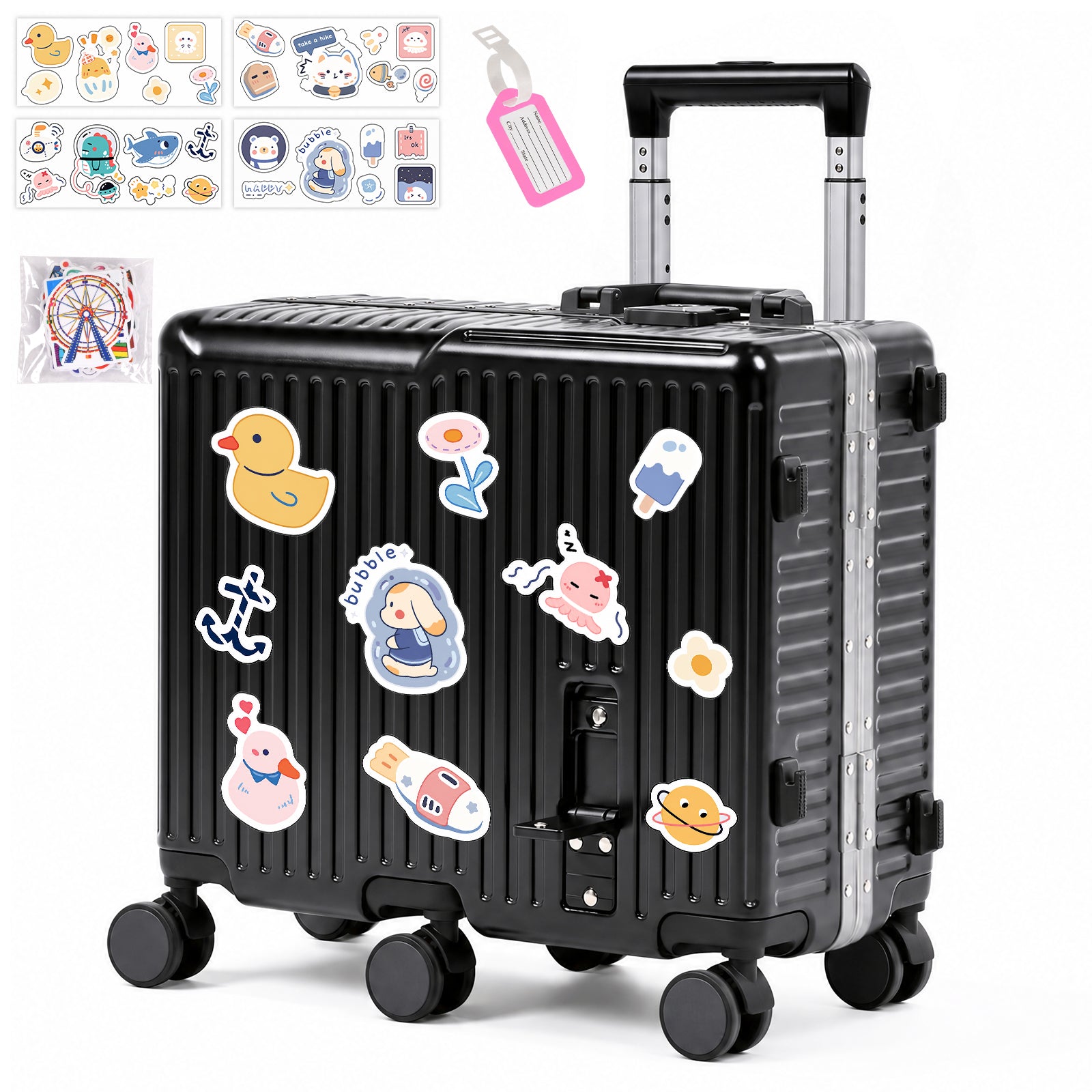 Advwin 20" Aluminum Frame Kids Ride-On Suitcase w/ 6 Wheels