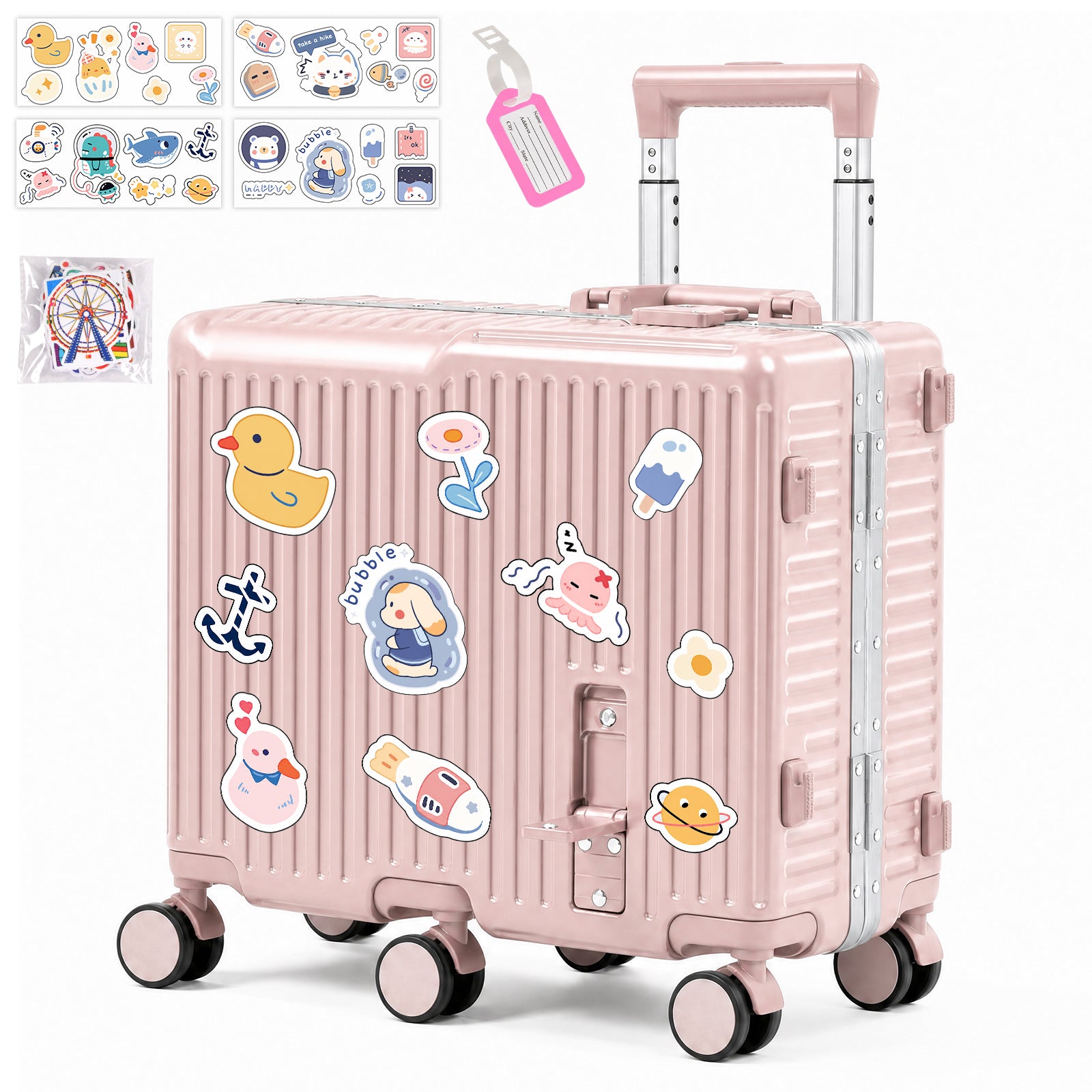 Advwin 20" Aluminum Frame Kids Ride-On Suitcase w/ 6 Wheels