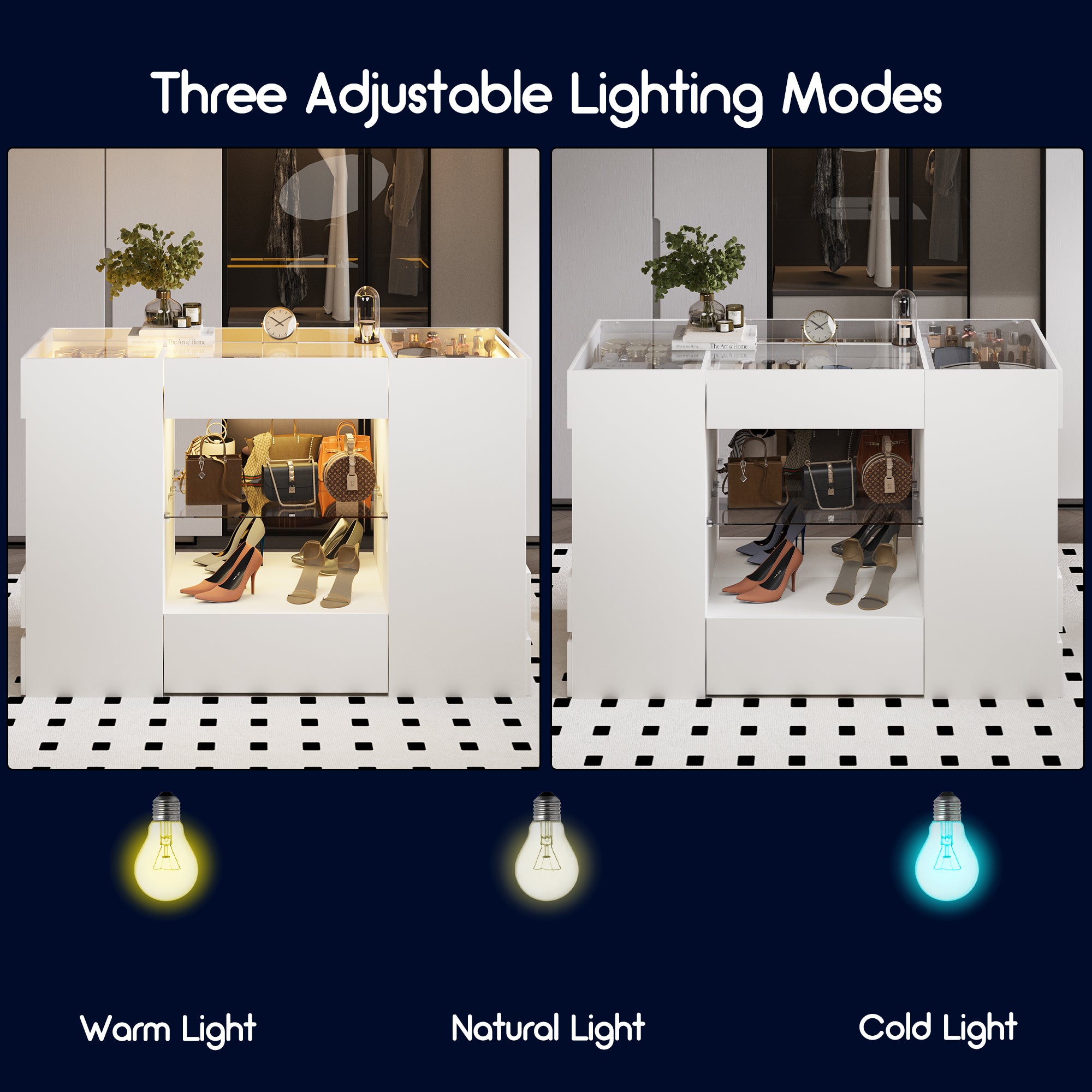 Advwin Modern Closet Island with 10 Drawers