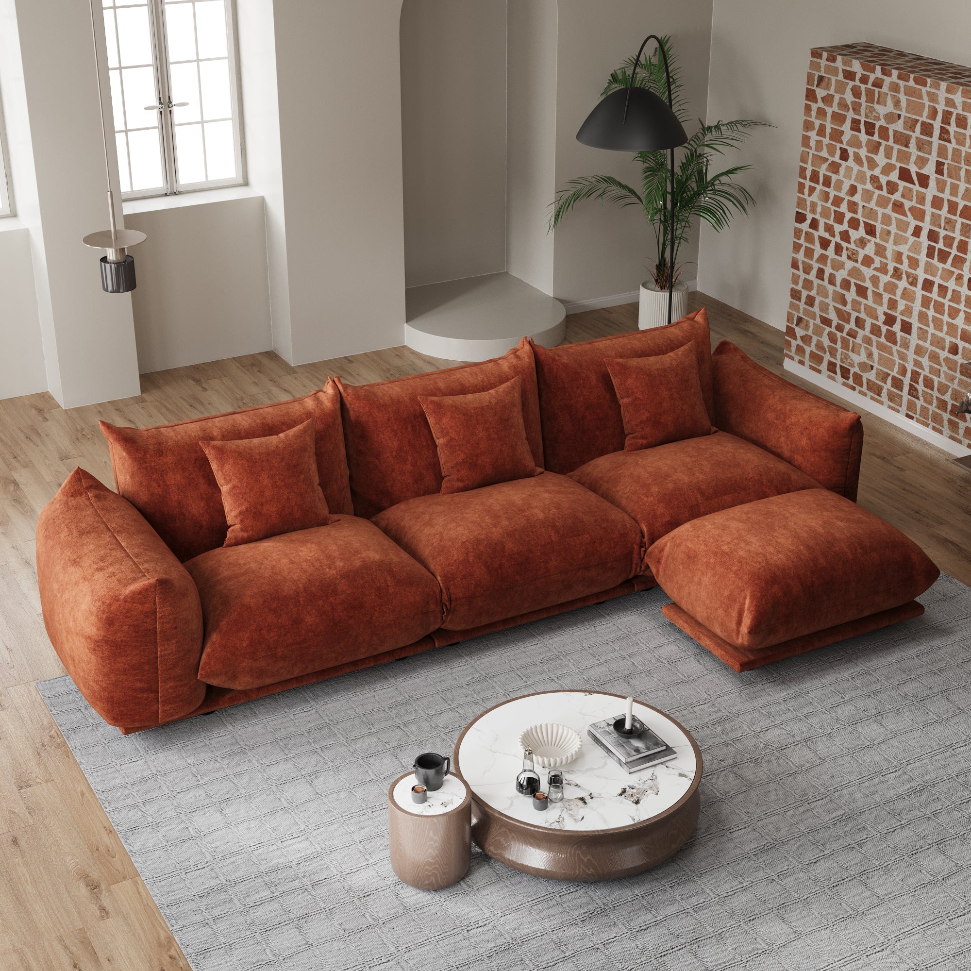 Advwin Modern Minimalist Chenille Modular Sectional Sofa