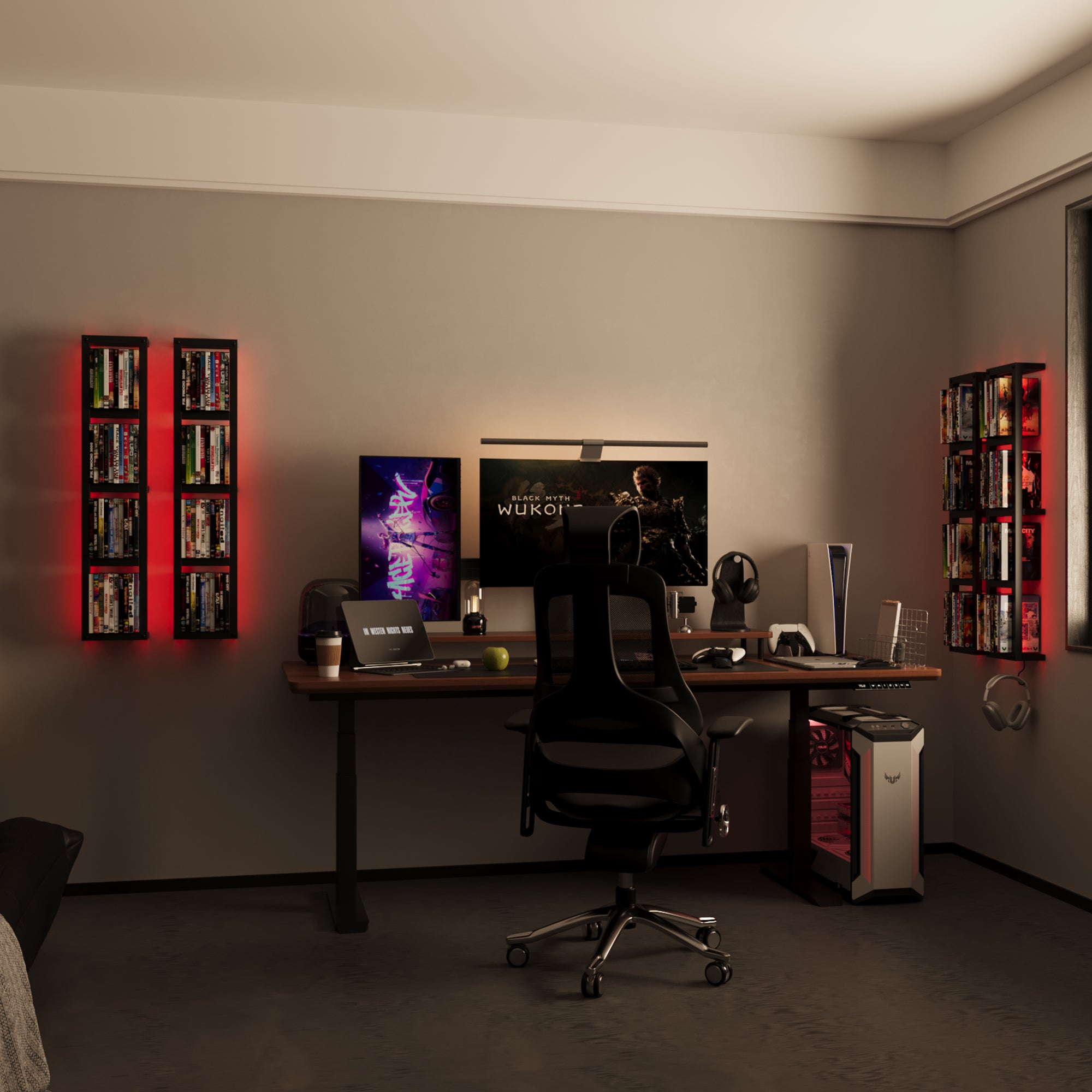 Advwin Wall-Mounted CD/DVD Shelf with LED