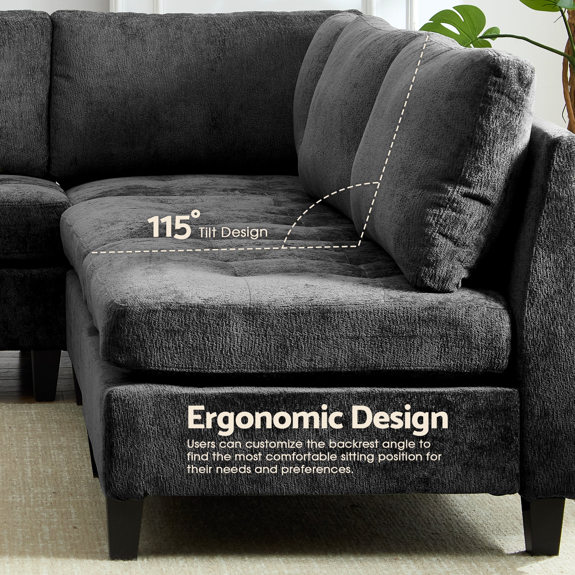 Advwin Oversized Sectional Sofa with Storage Ottoman