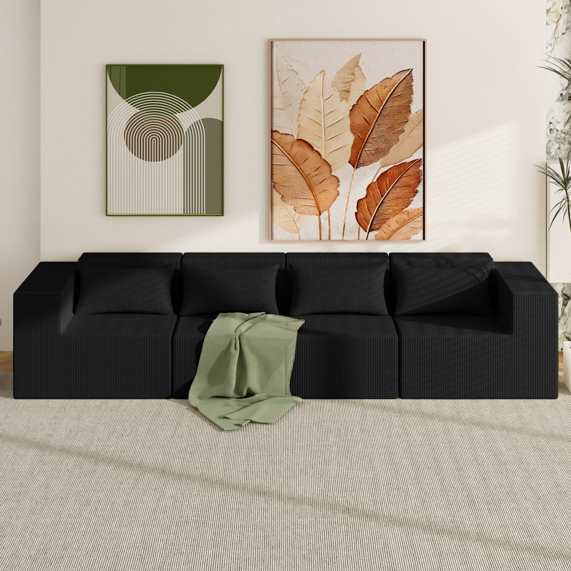 Advwin Oversized Modular Sectional Corduroy Couch