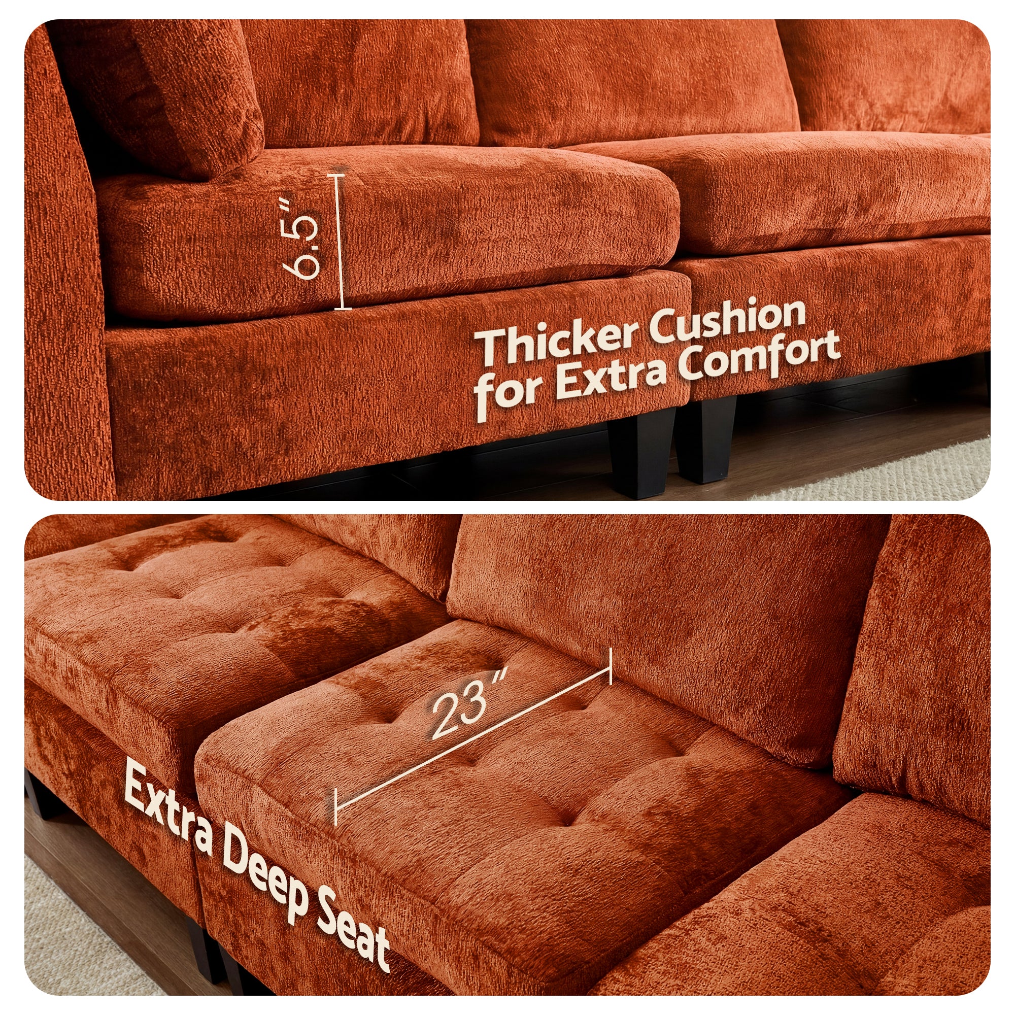 Advwin Oversized Sectional Sofa with Storage Ottoman