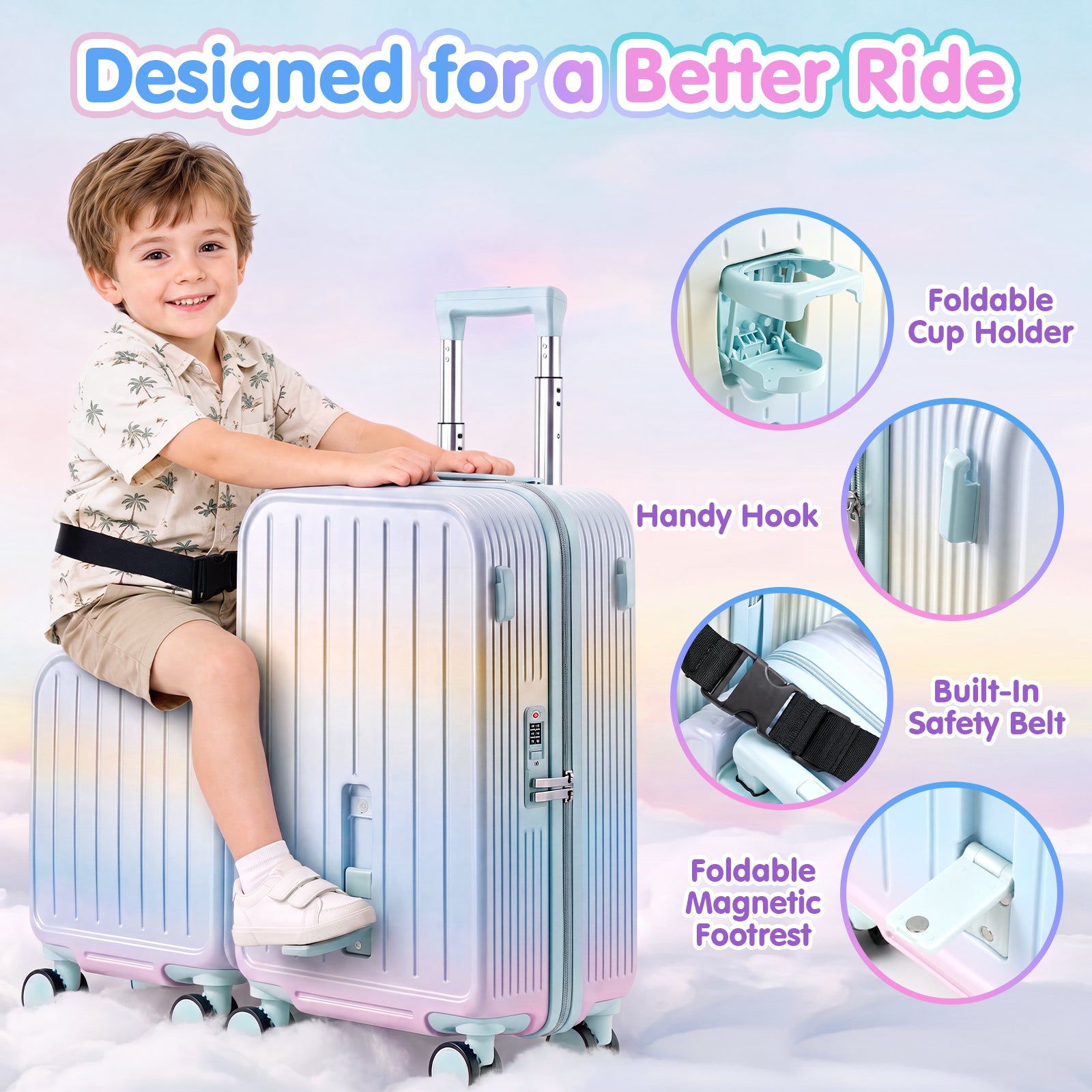 Advwin 2 Piece Ride On Suitcase Set for Kids