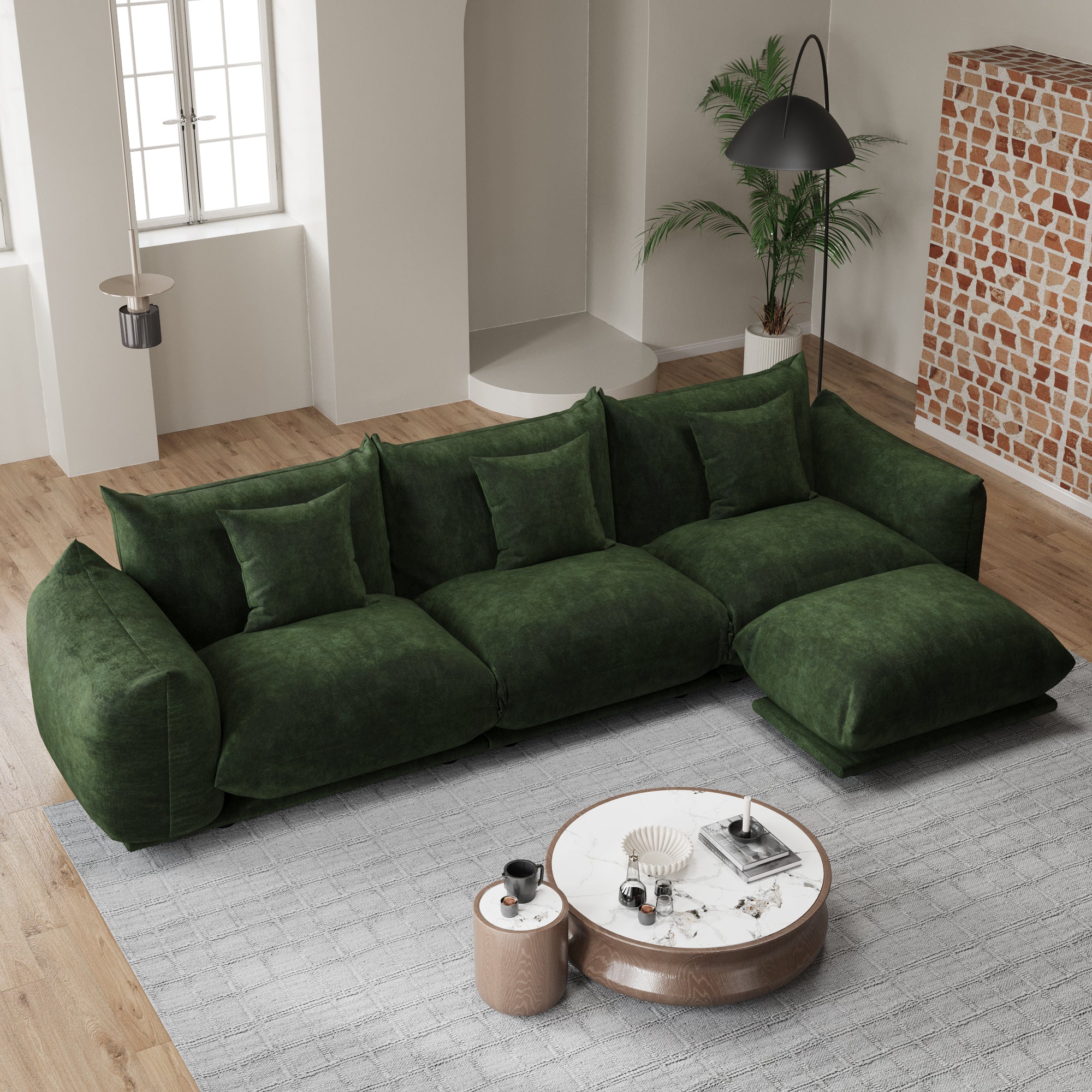 Advwin Modern Minimalist Chenille Modular Sectional Sofa