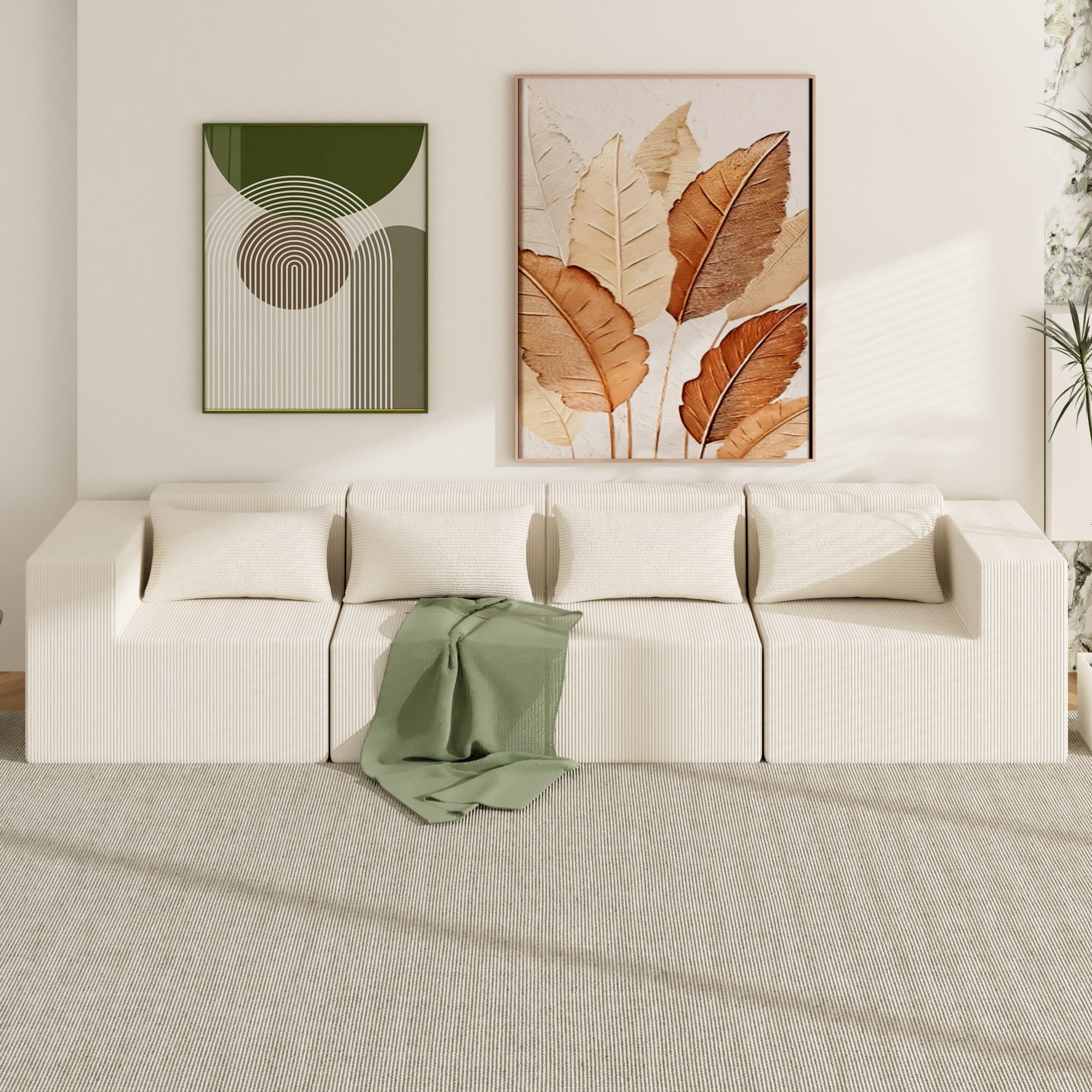 Advwin Oversized Modular Sectional Corduroy Couch