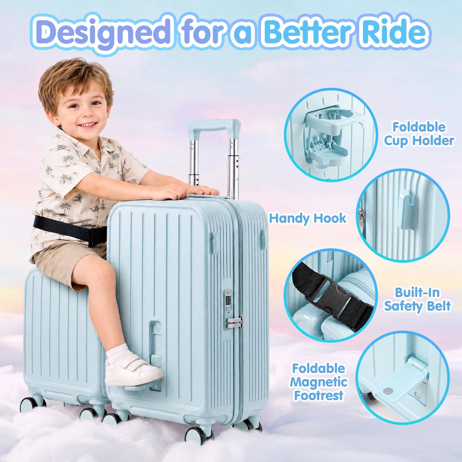 Advwin 2 Piece Ride On Suitcase Set for Kids