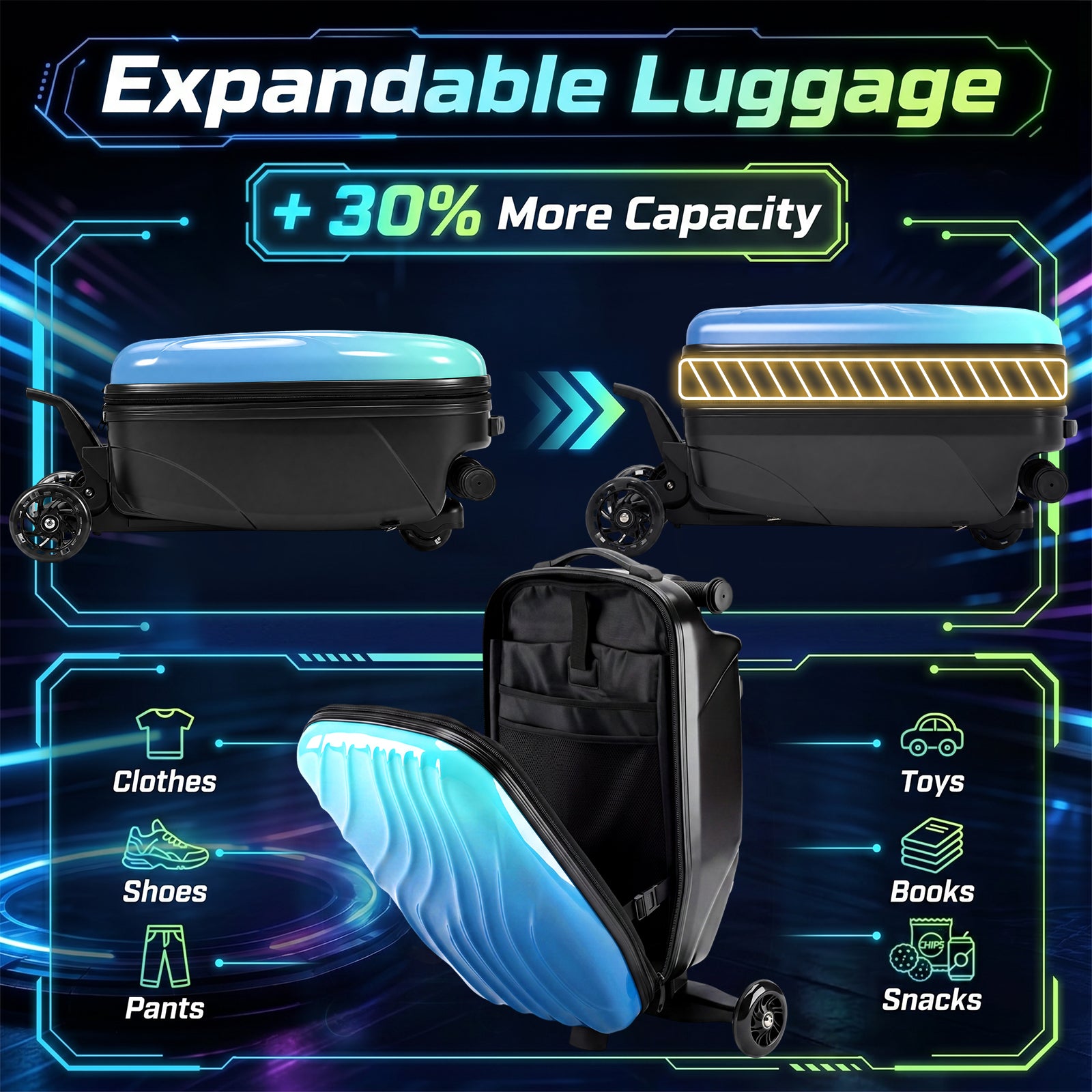 Advwin 4-in-1 Detachable Ride-On Suitcase for Kids