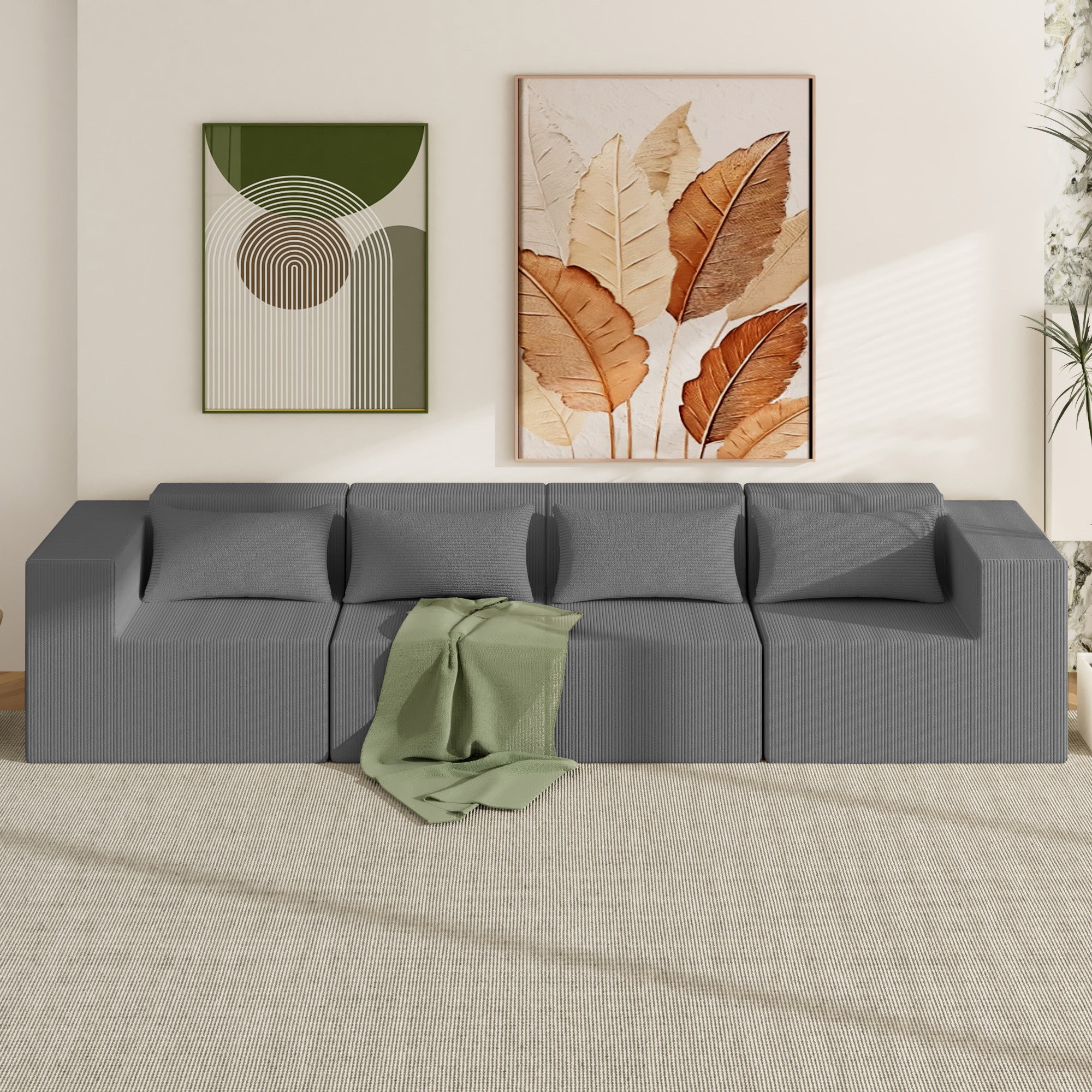 Advwin Oversized Modular Sectional Corduroy Couch