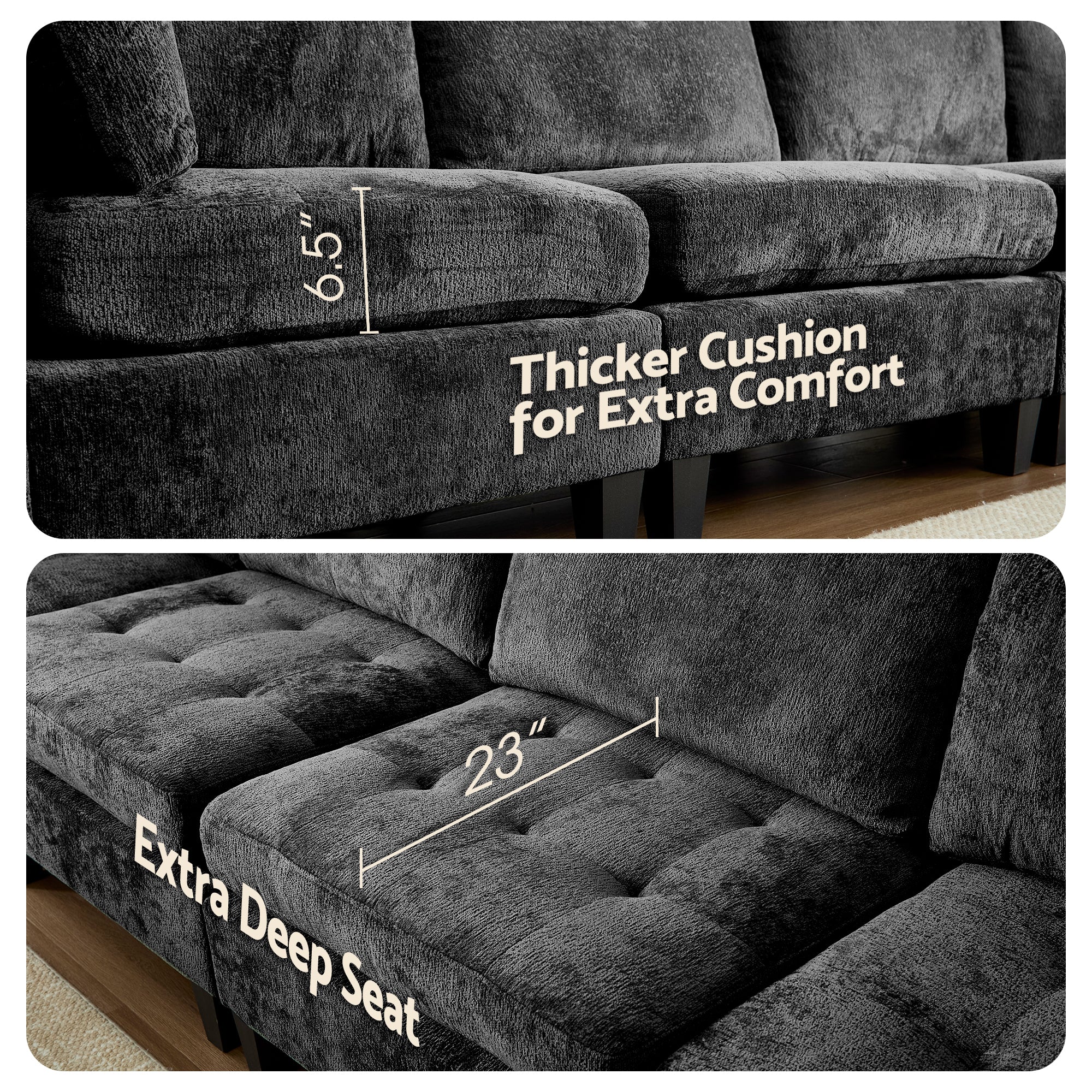 Advwin Oversized Sectional Sofa with Storage Ottoman