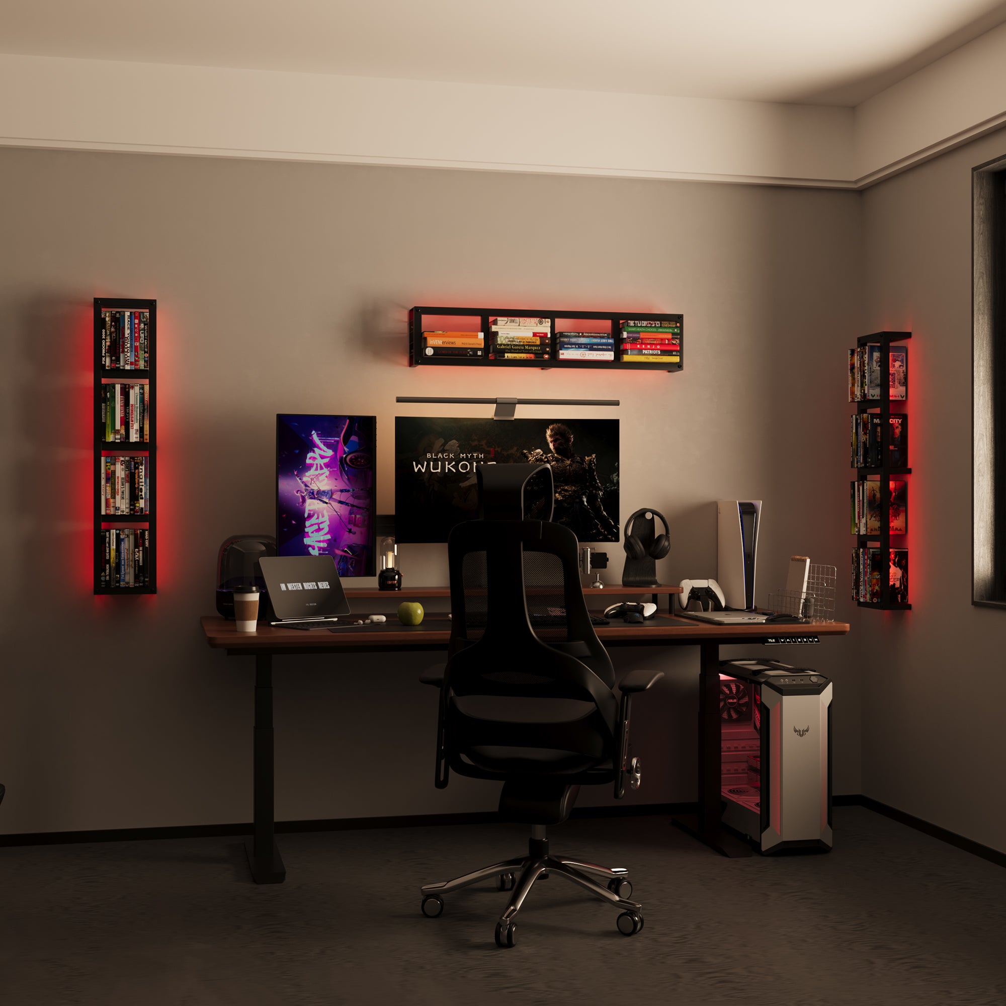 Advwin Wall-Mounted CD/DVD Shelf with LED