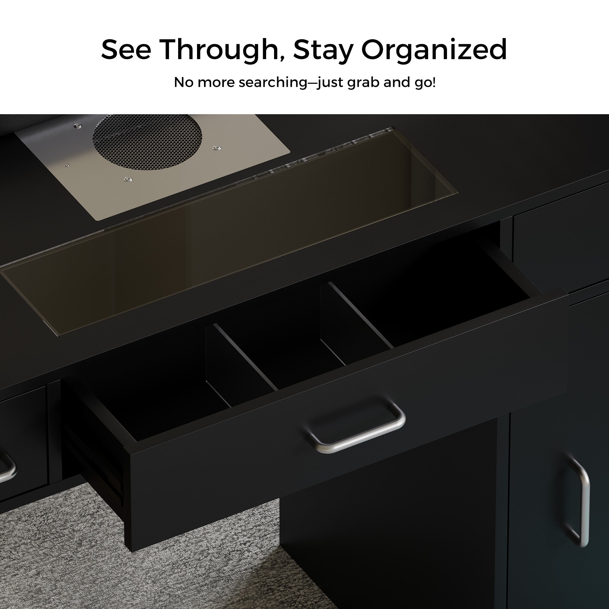 Advwin Acetone-Resistant Manicure Table w/Movable Shelves