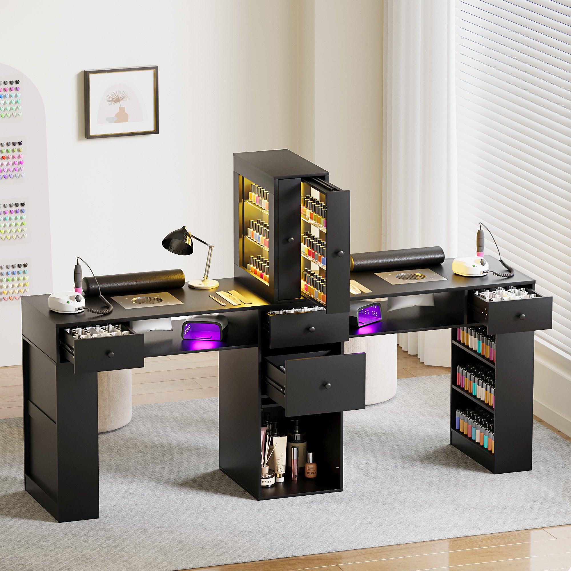 Advwin Double Manicure Table with Dust Collector