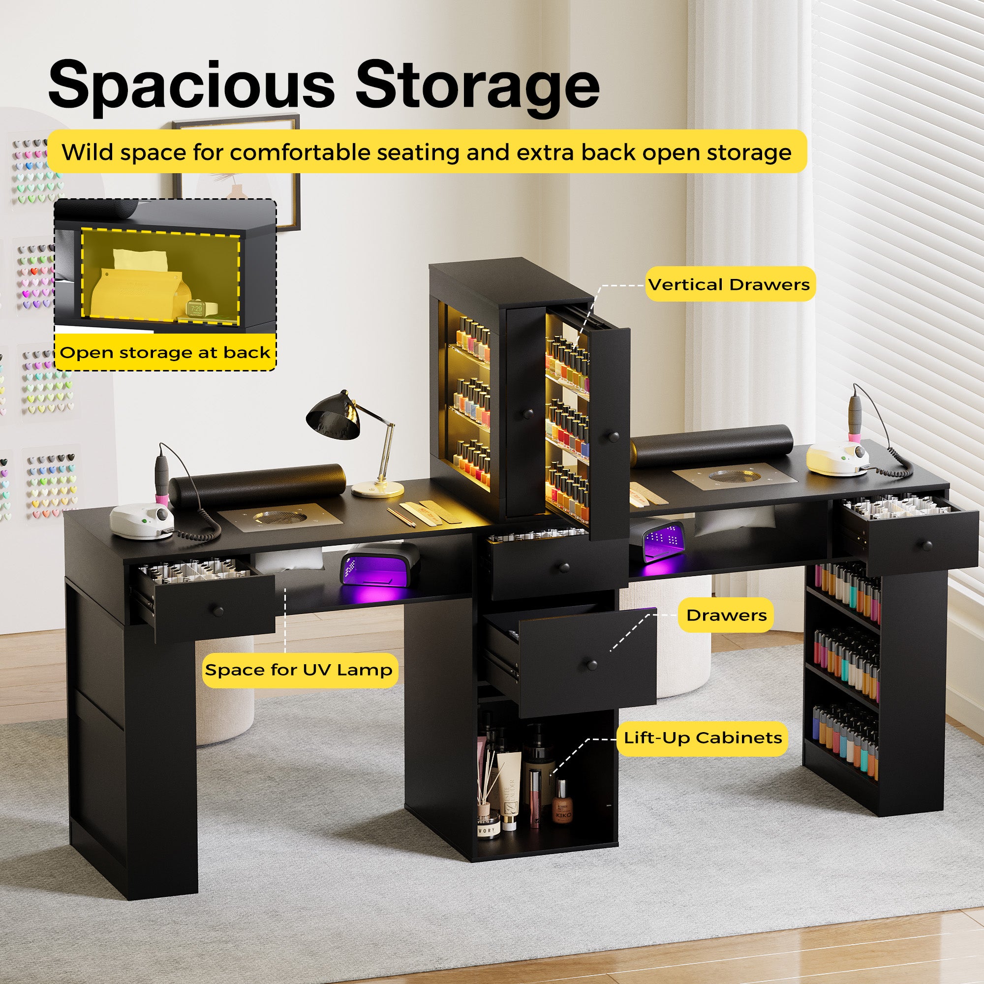 Advwin Double Manicure Table with Dust Collector