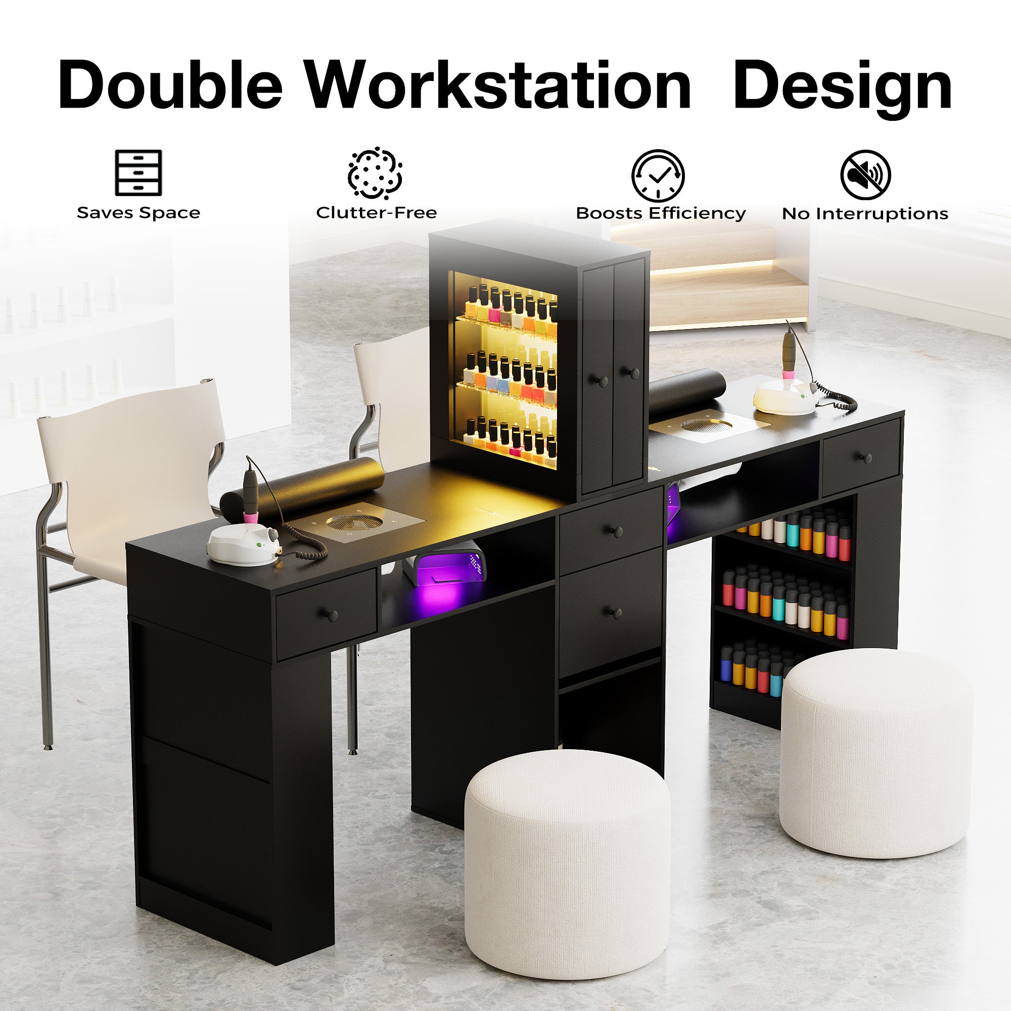 Advwin Double Manicure Table with Dust Collector