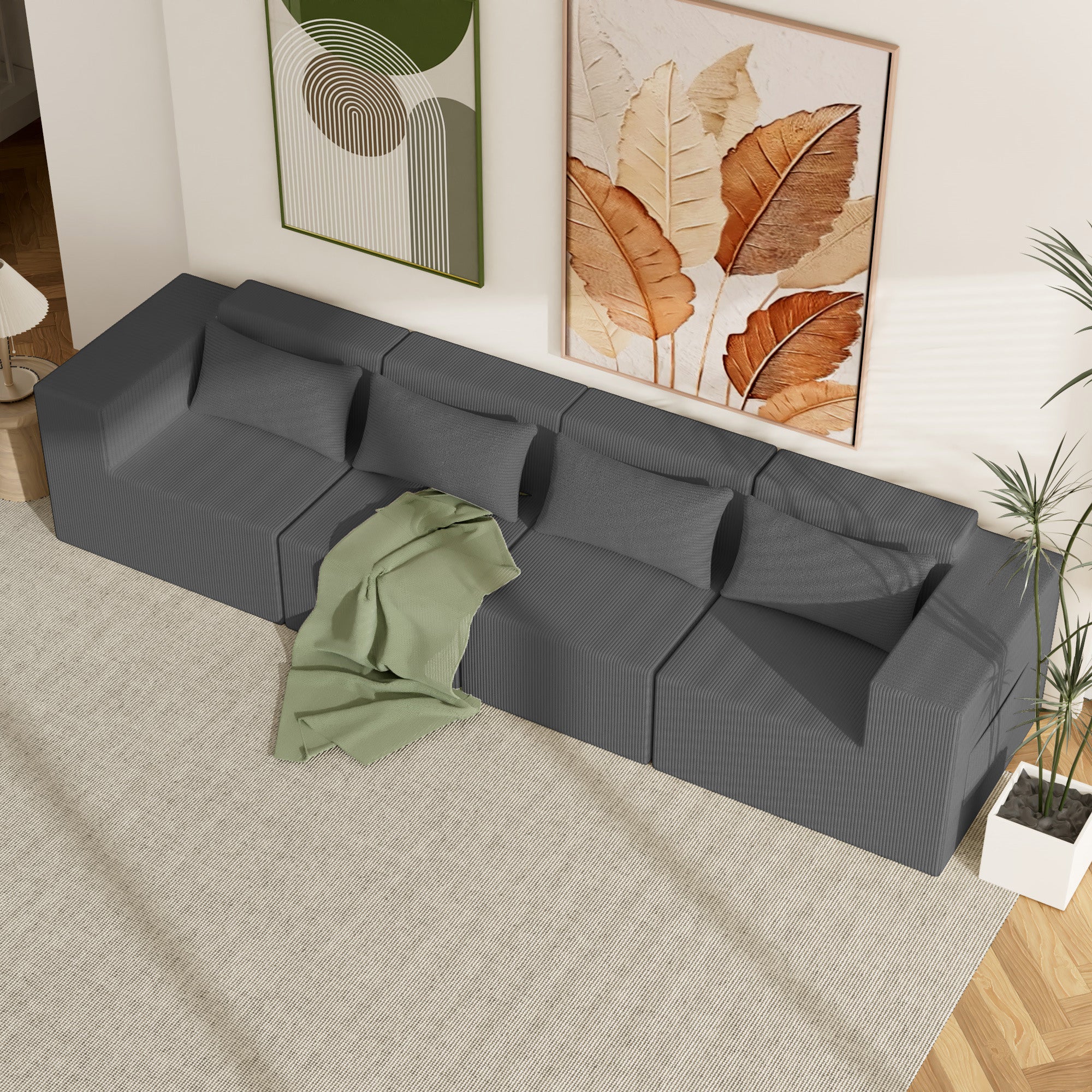 Advwin Oversized Modular Sectional Corduroy Couch