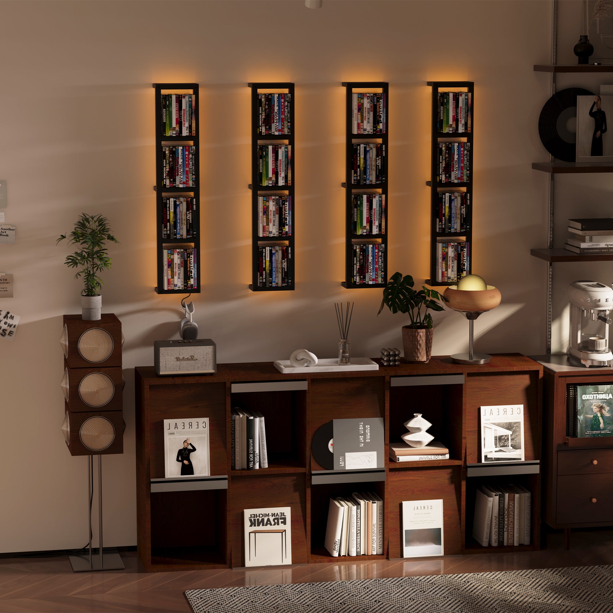 Advwin Wall-Mounted CD/DVD Shelf with LED