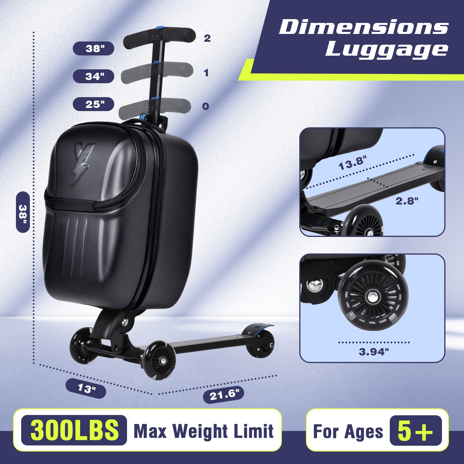 Advwin Top Opening Scooter Luggage for Kids