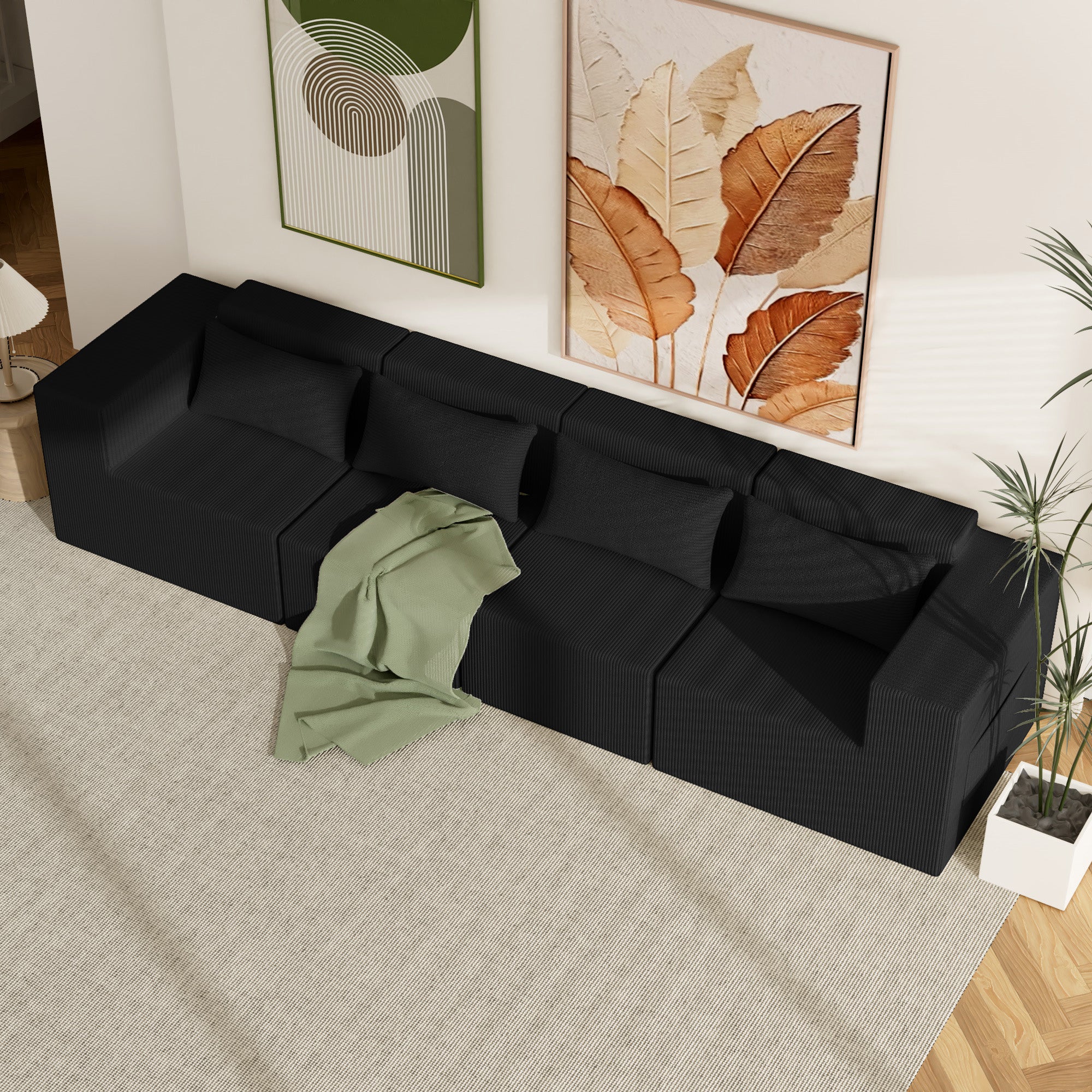 Advwin Oversized Modular Sectional Corduroy Couch