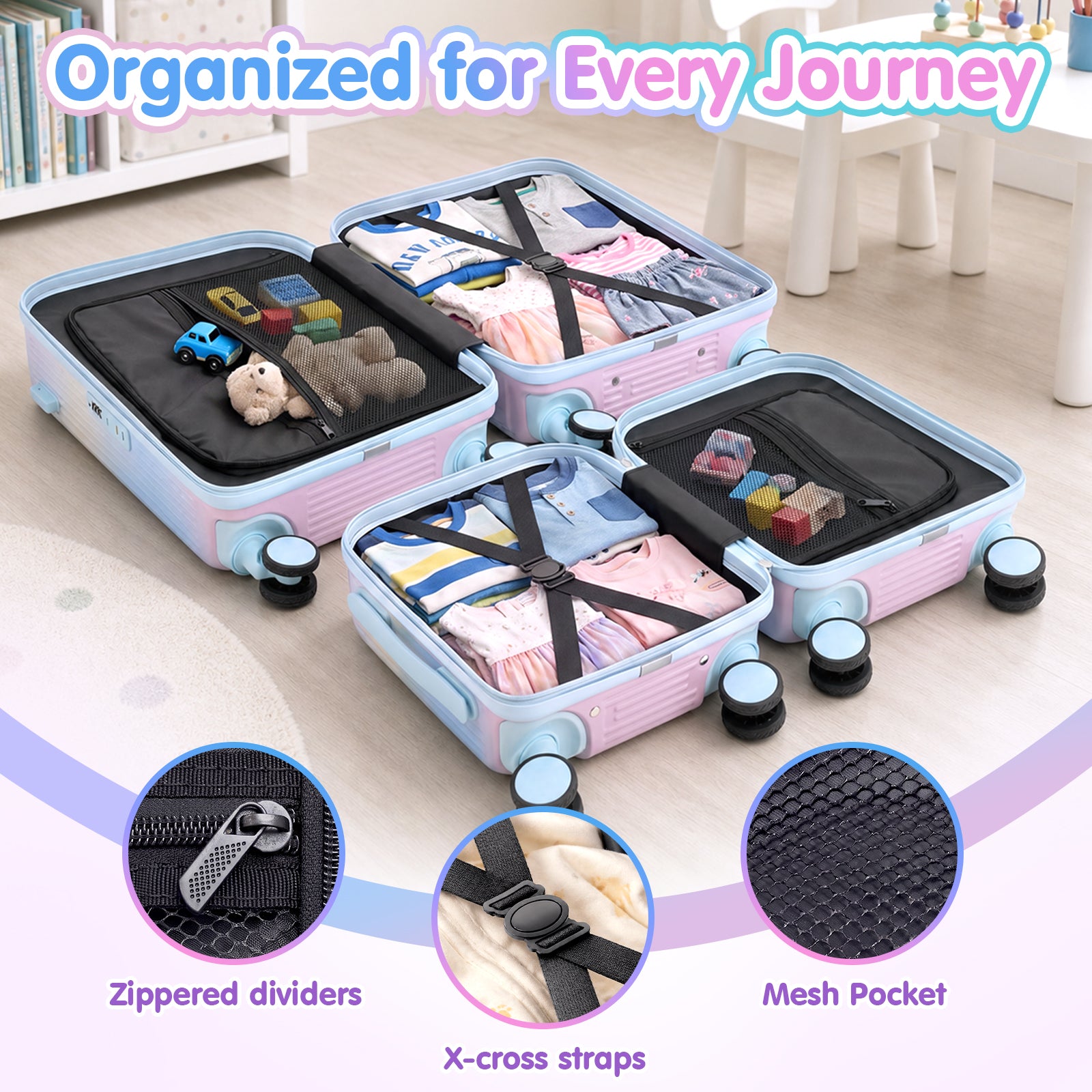 Advwin 2 Piece Ride On Suitcase Set for Kids