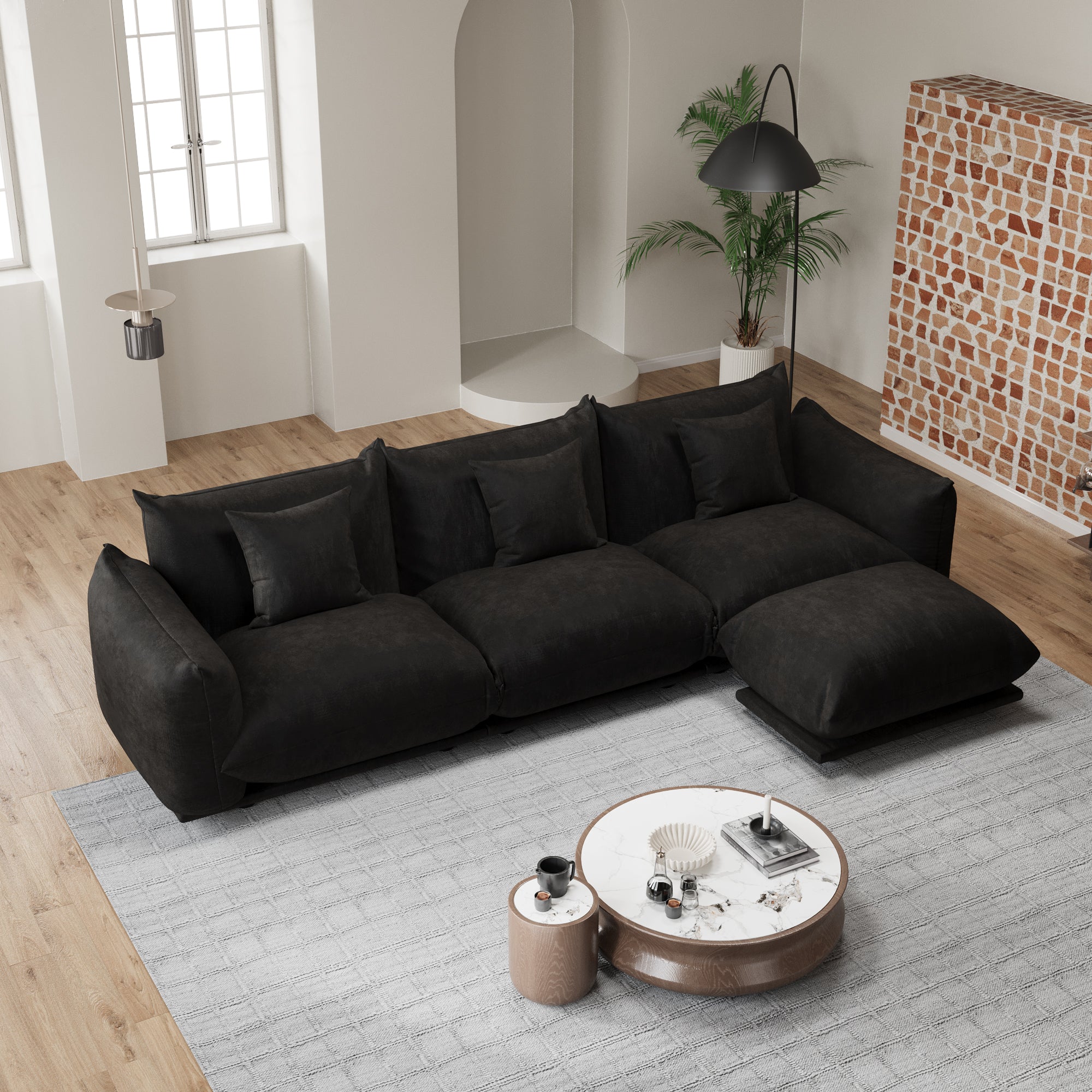 Advwin Modern Minimalist Chenille Modular Sectional Sofa