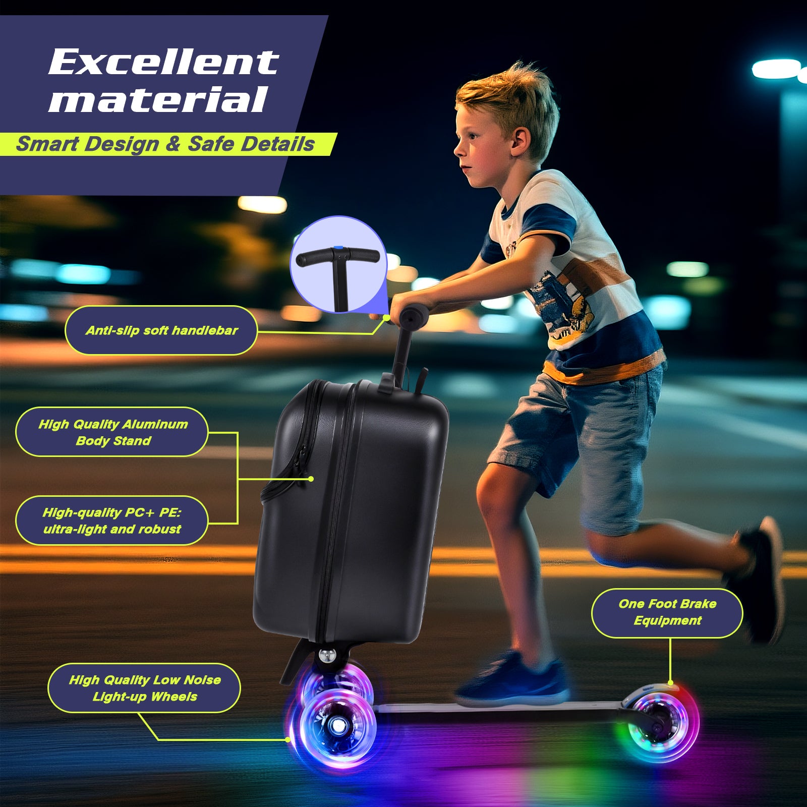 Advwin Top Opening Scooter Luggage for Kids