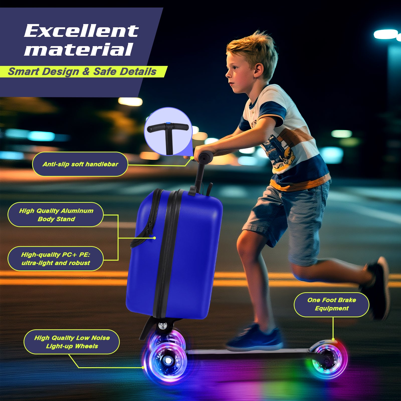Advwin Top Opening Scooter Luggage for Kids