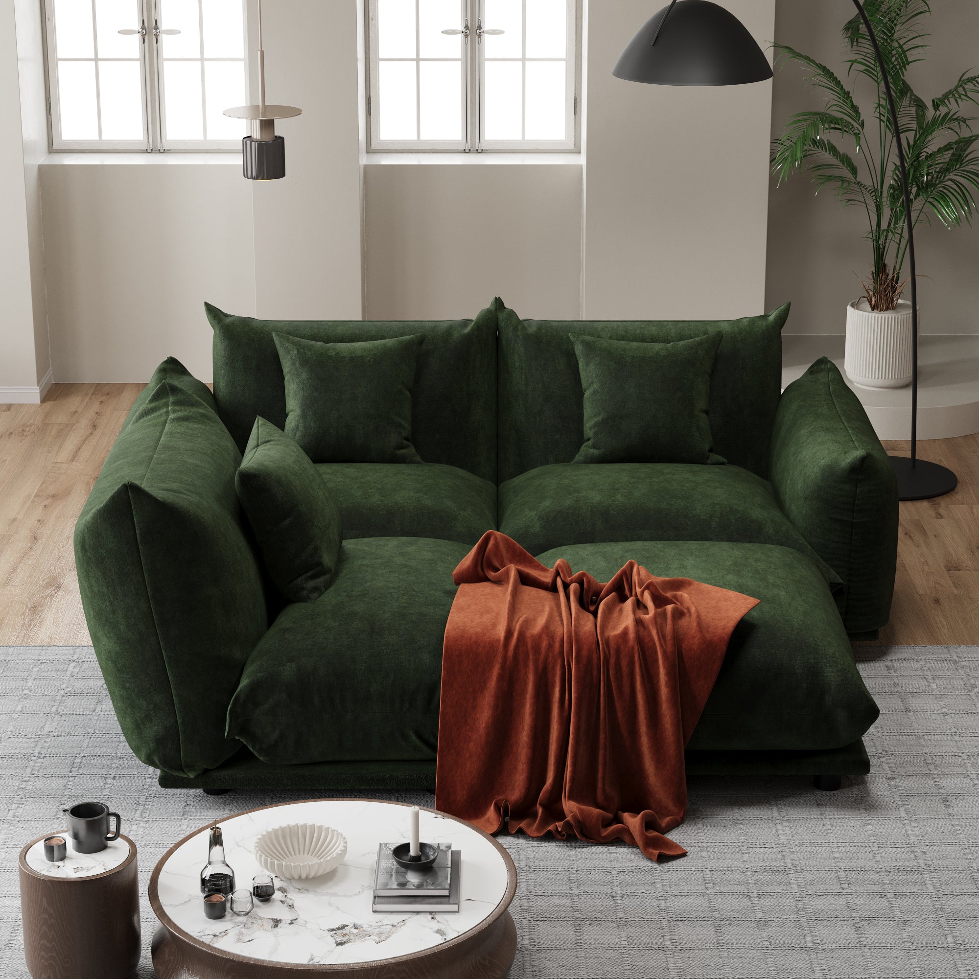 Advwin Modern Minimalist Chenille Modular Sectional Sofa