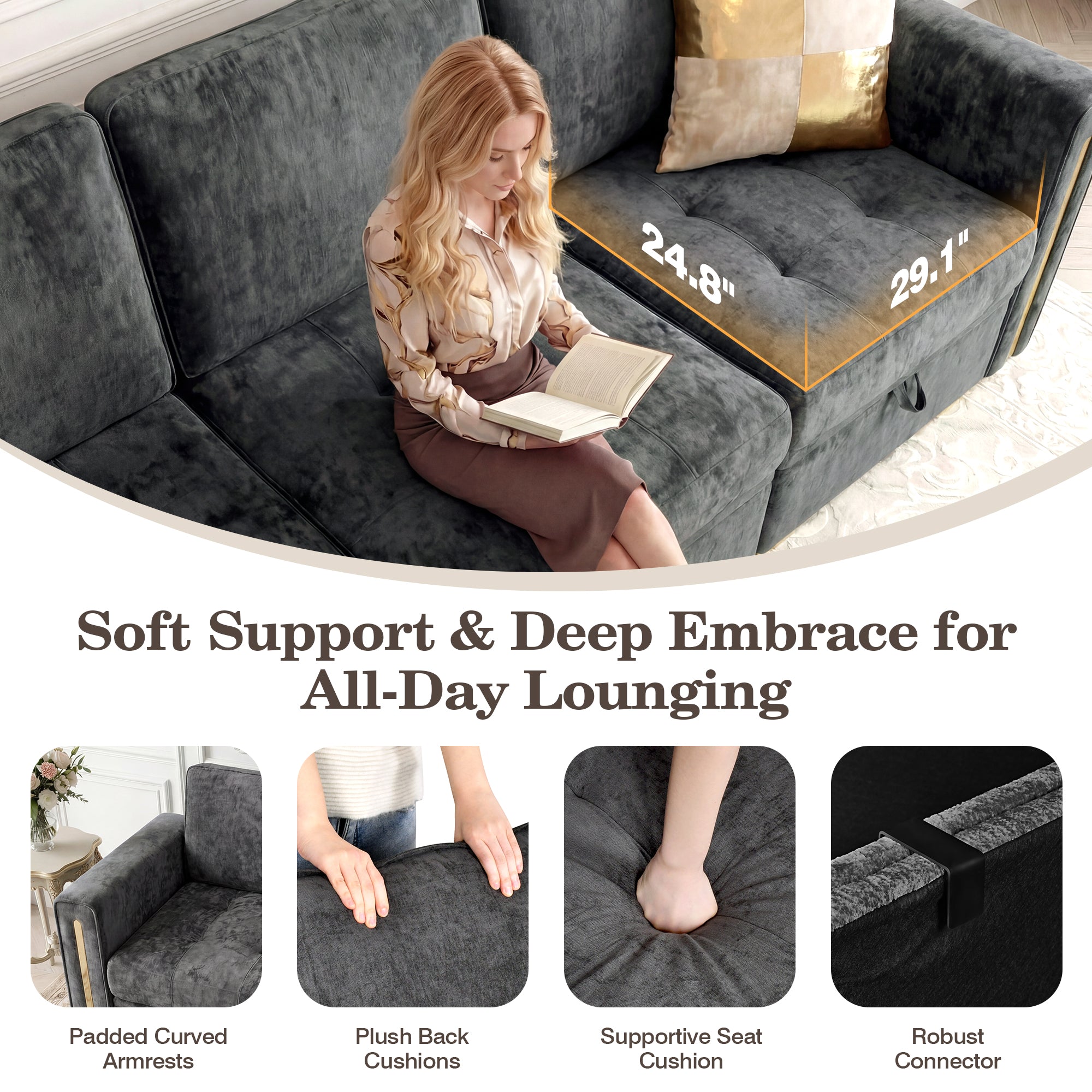 Advwin Oversized Modular Chenille Sofa with Storage