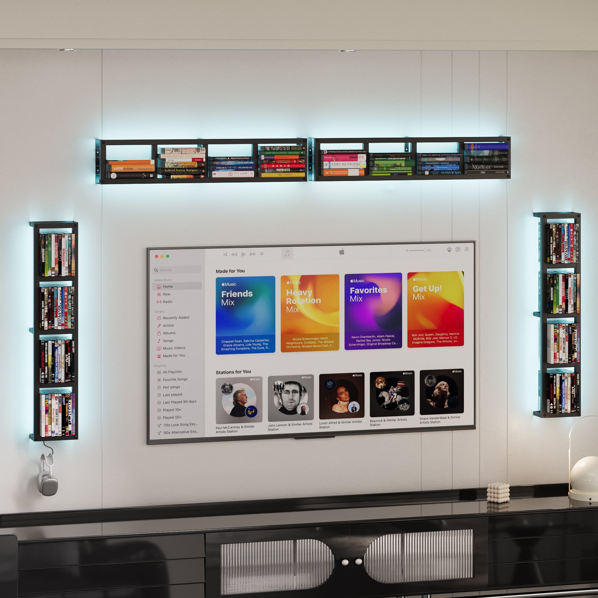 Advwin Wall-Mounted CD/DVD Shelf with LED