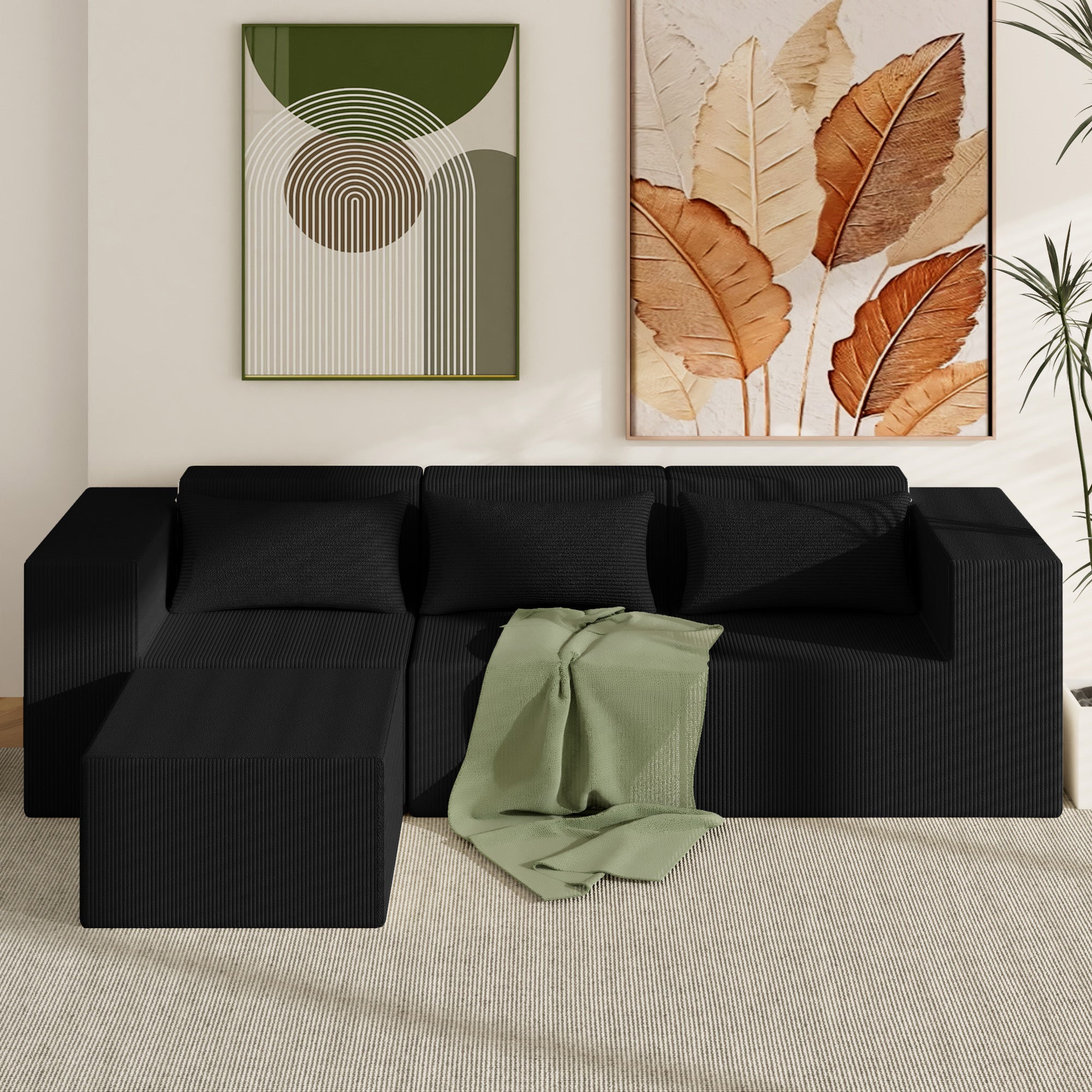 Advwin Oversized Modular Sectional Corduroy Couch