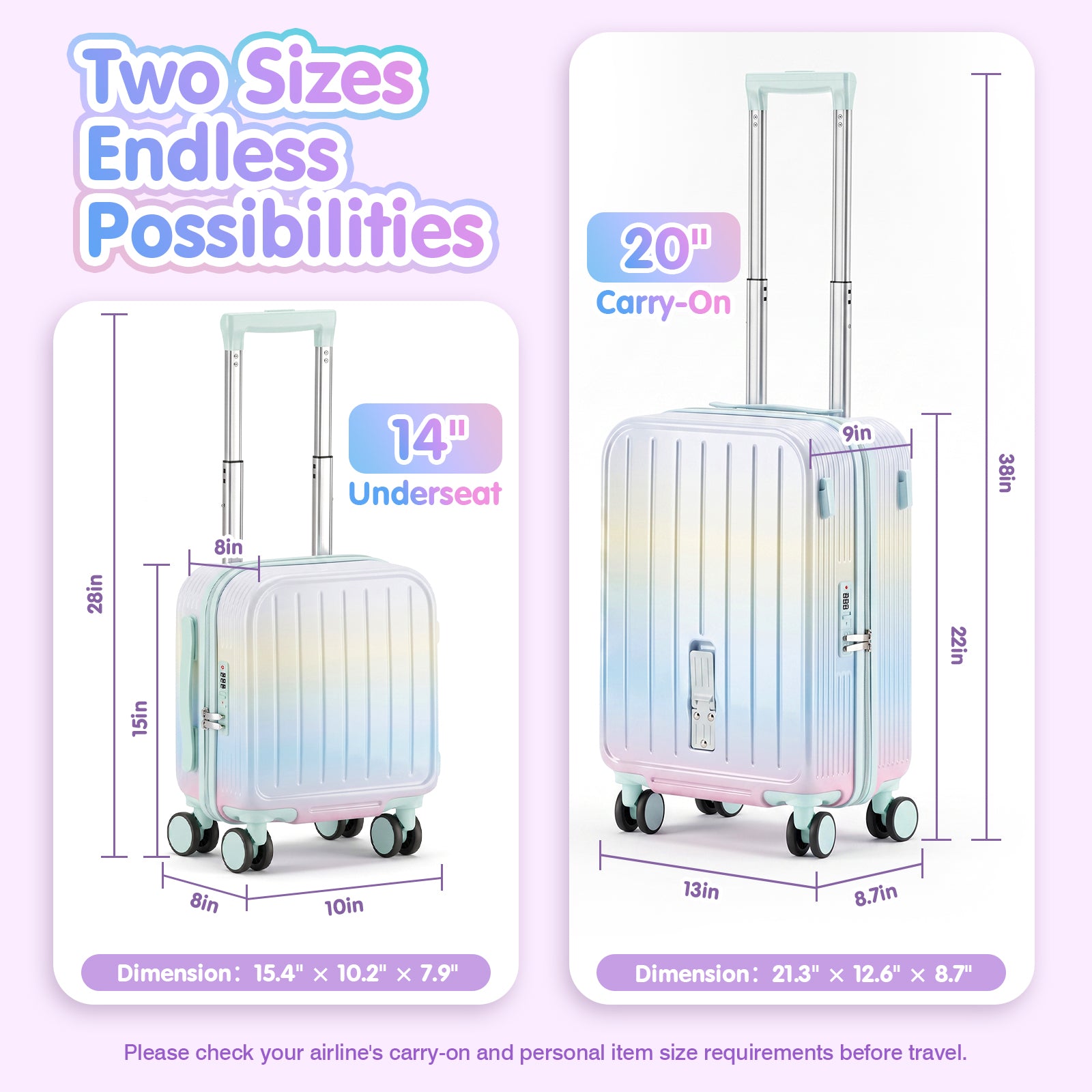 Advwin 2 Piece Ride On Suitcase Set for Kids