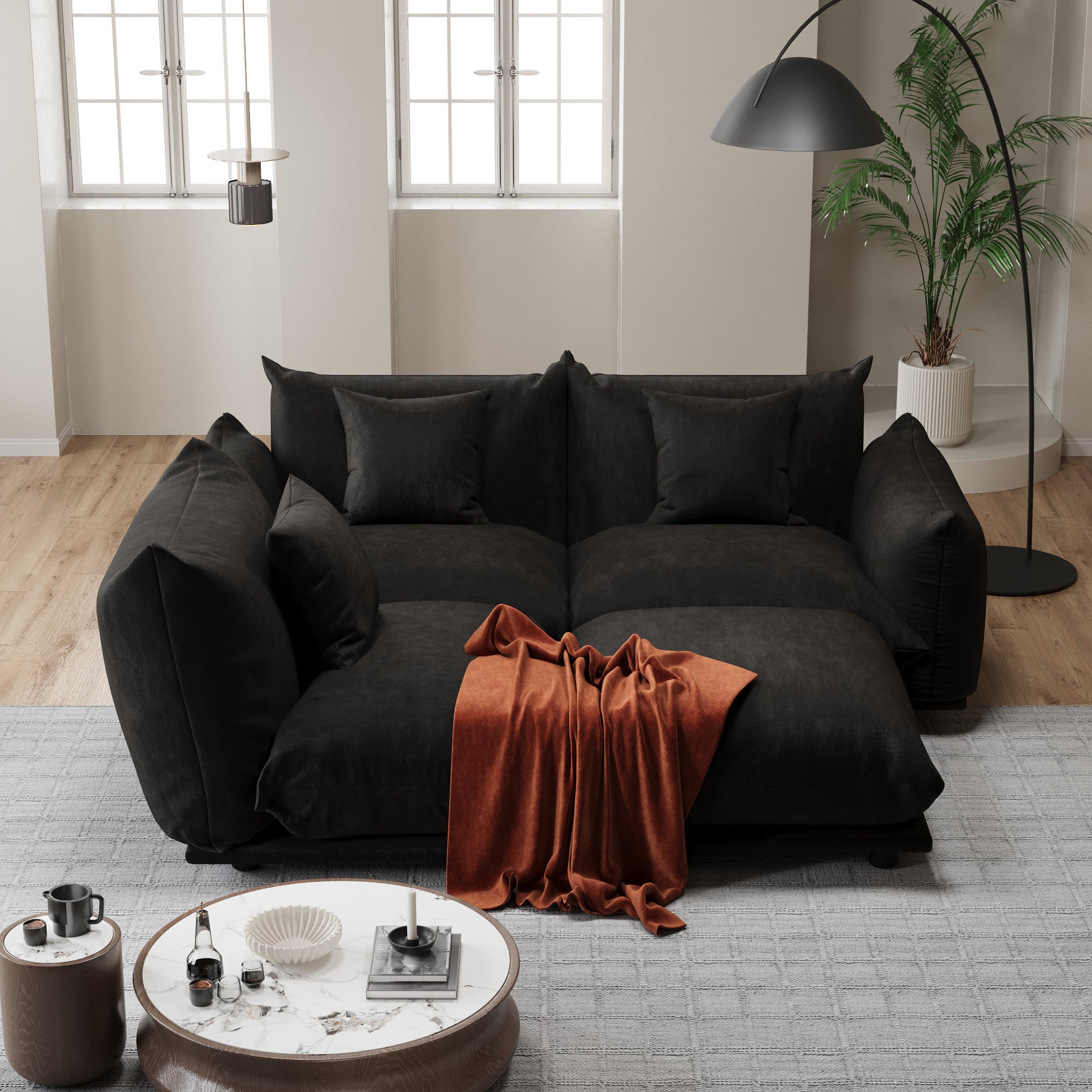 Advwin Modern Minimalist Chenille Modular Sectional Sofa